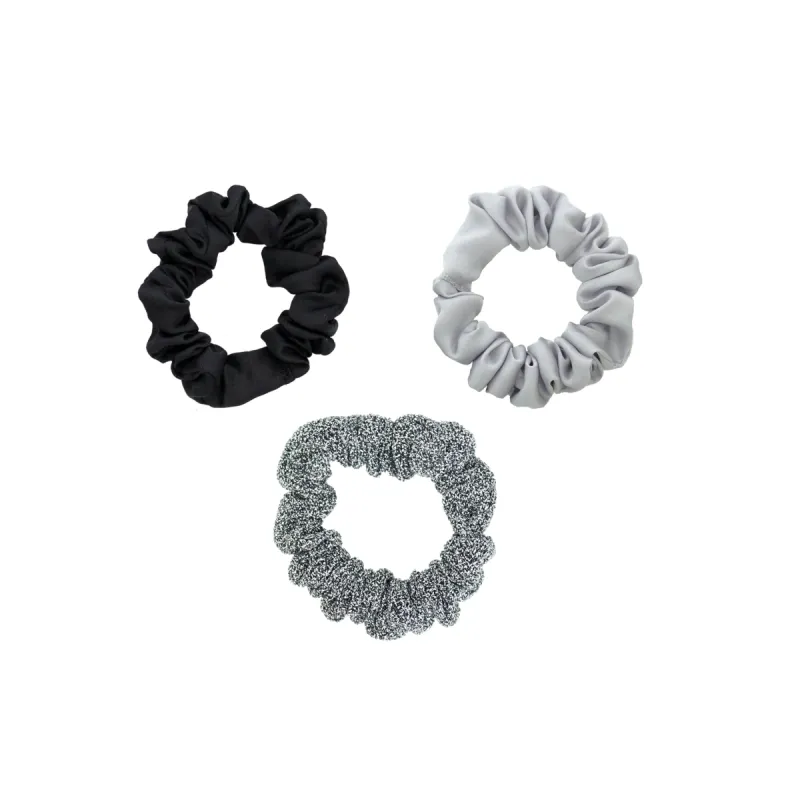 Silver Stardust Satin Scrunchies 3-Pack sold by Emi Jay