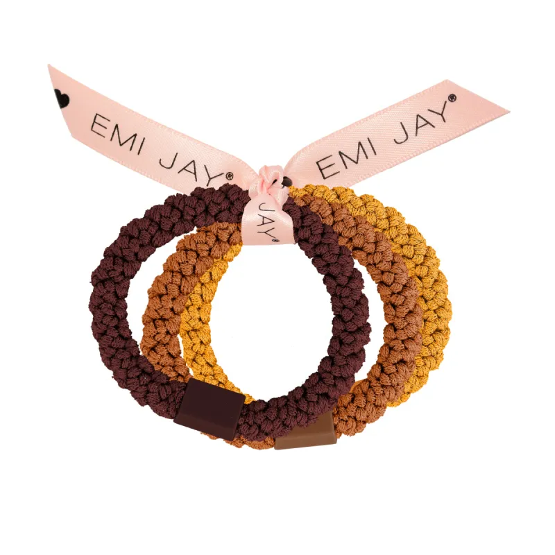 Brown Sugar Knit Hair Ties 3-Pack sold by Emi Jay
