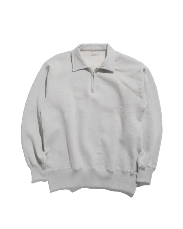 The Real McCoy’s MC24115 10 Oz. Loopwheel 1/4 Zip Sweatshirt Snow Gray sold by Lost & Found