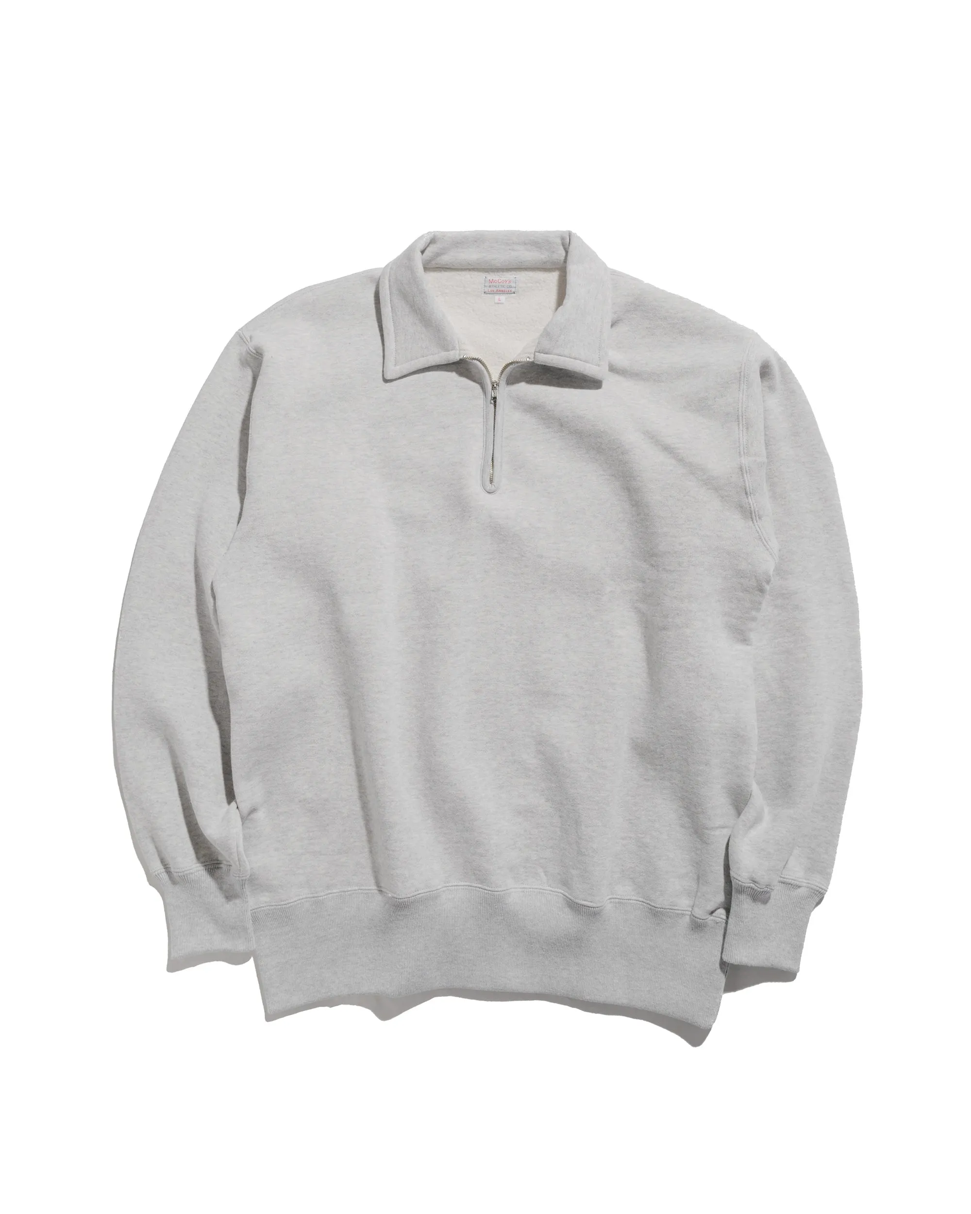 The Real McCoy’s MC24115 10 Oz. Loopwheel 1/4 Zip Sweatshirt Snow Gray sold by Lost & Found