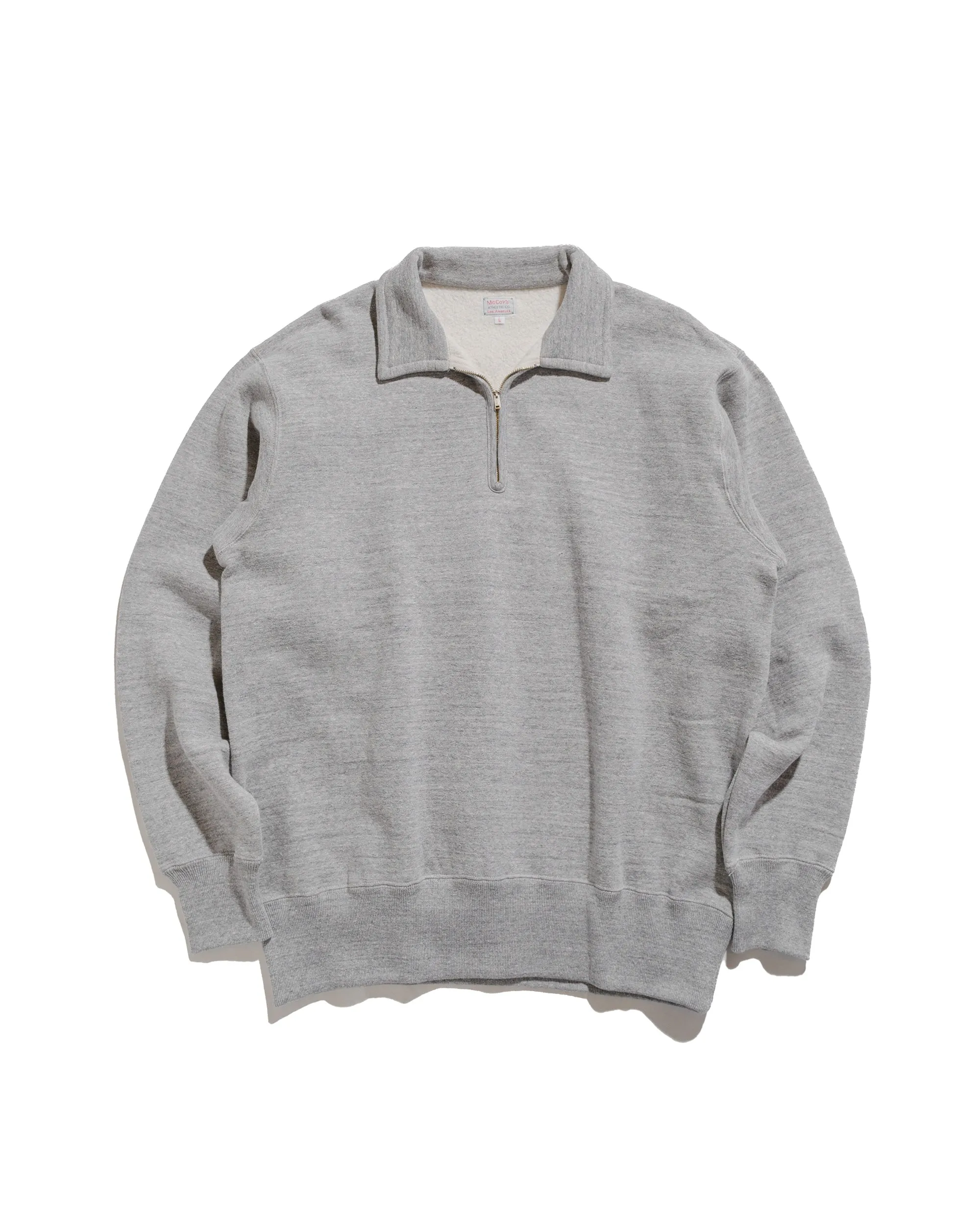 The Real McCoy’s MC24115 10 Oz. Loopwheel 1/4 Zip Sweatshirt Gray sold by Lost & Found