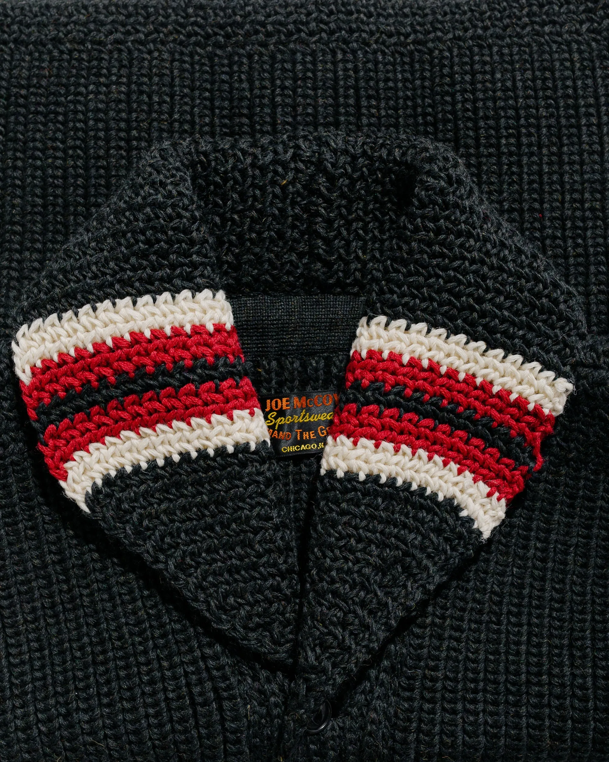 The Real McCoy's MC24111 Striped Shawl Collar Cardigan Charcoal sold by Lost & Found product image thumbnail 5