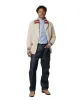 The Real McCoy's MC24111 Striped Shawl Collar Cardigan Ecru sold by Lost & Found