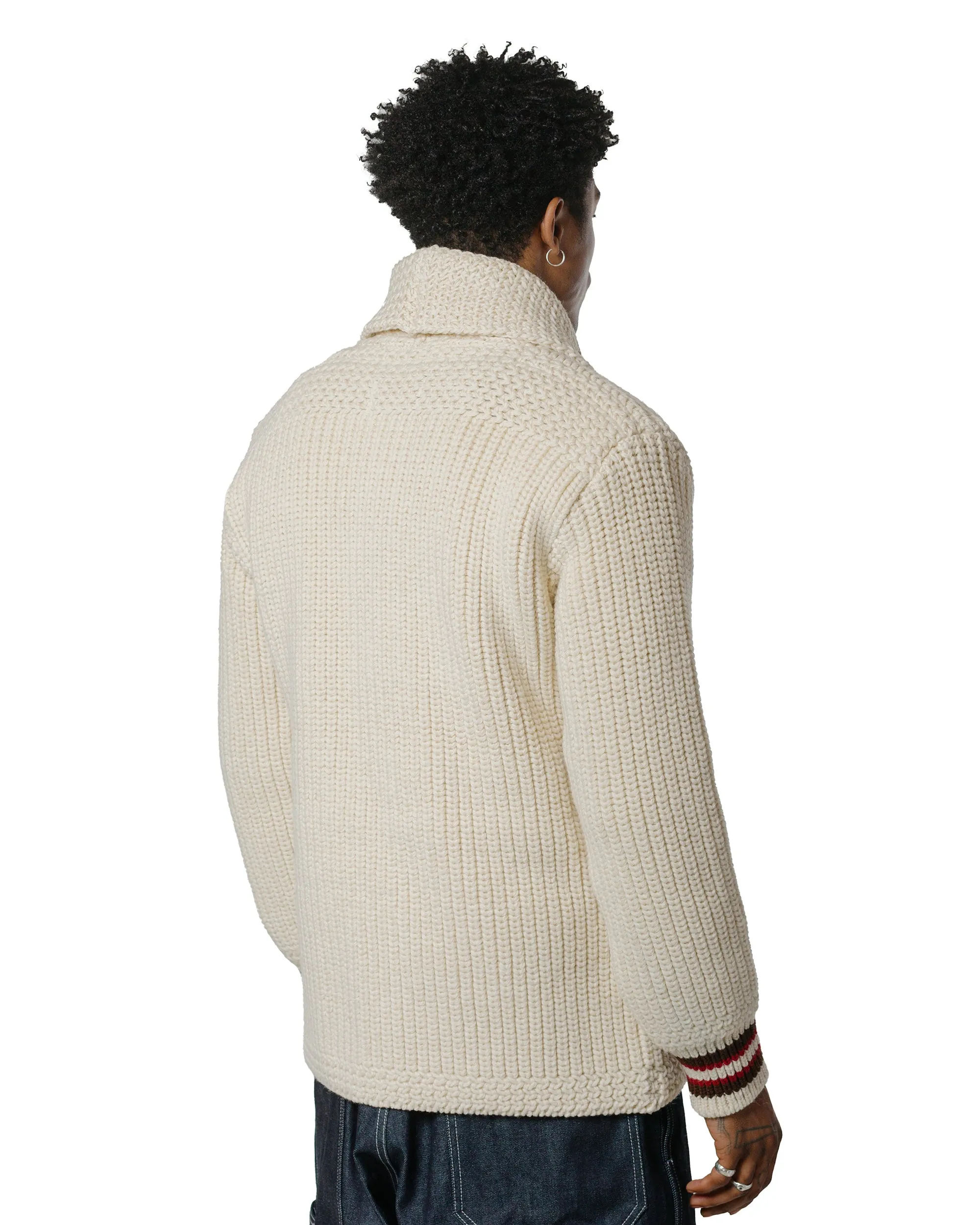 The Real McCoy's MC24111 Striped Shawl Collar Cardigan Ecru sold by Lost & Found product image thumbnail 3