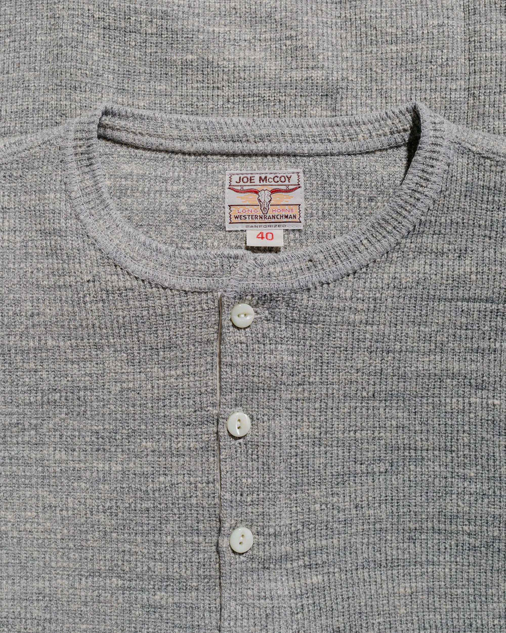 The Real McCoy's MC22120 Western Cardigan Stitch Henley Shirt Gray sold by Lost & Found product image thumbnail 4