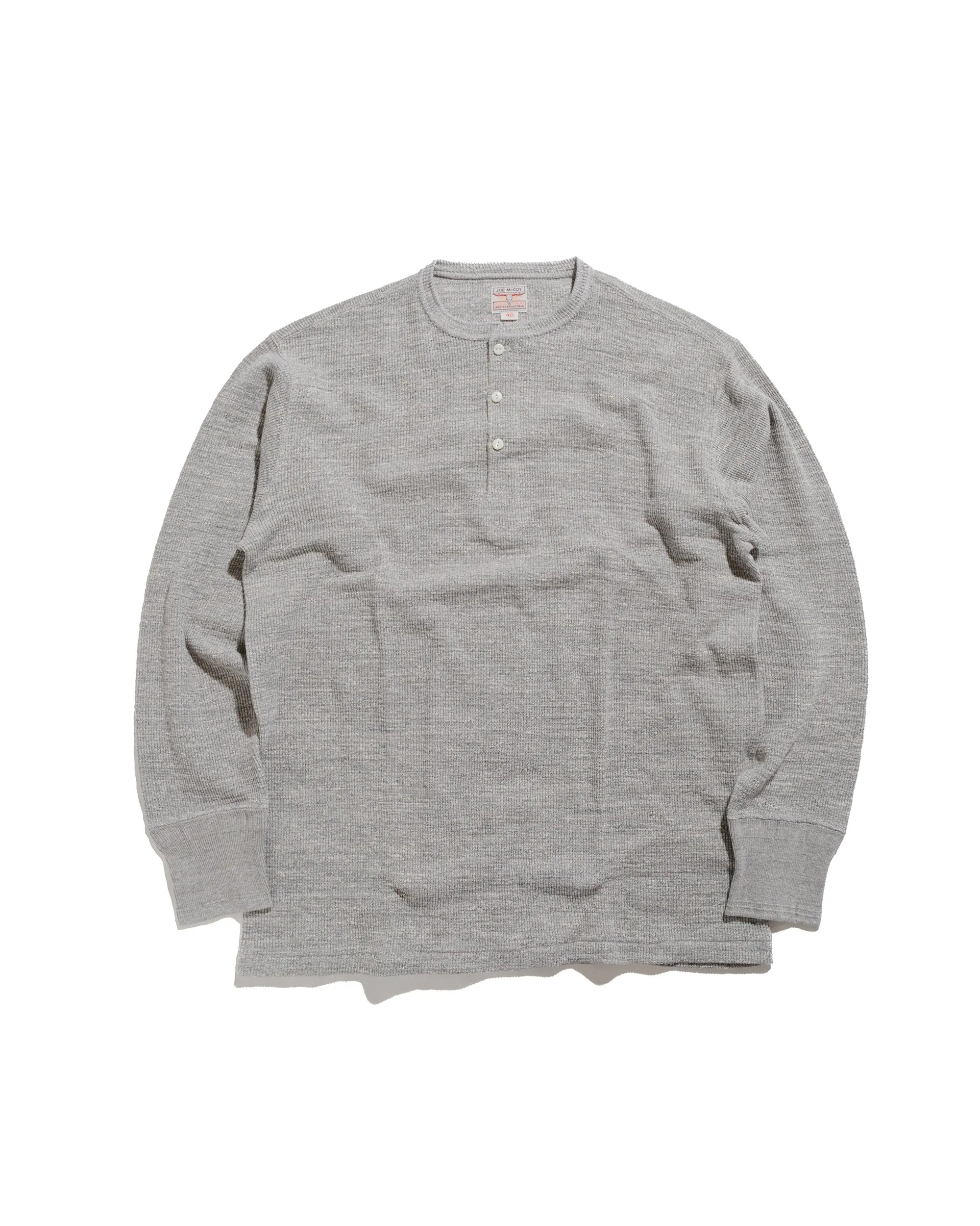 The Real McCoy's MC22120 Western Cardigan Stitch Henley Shirt Gray sold by Lost & Found