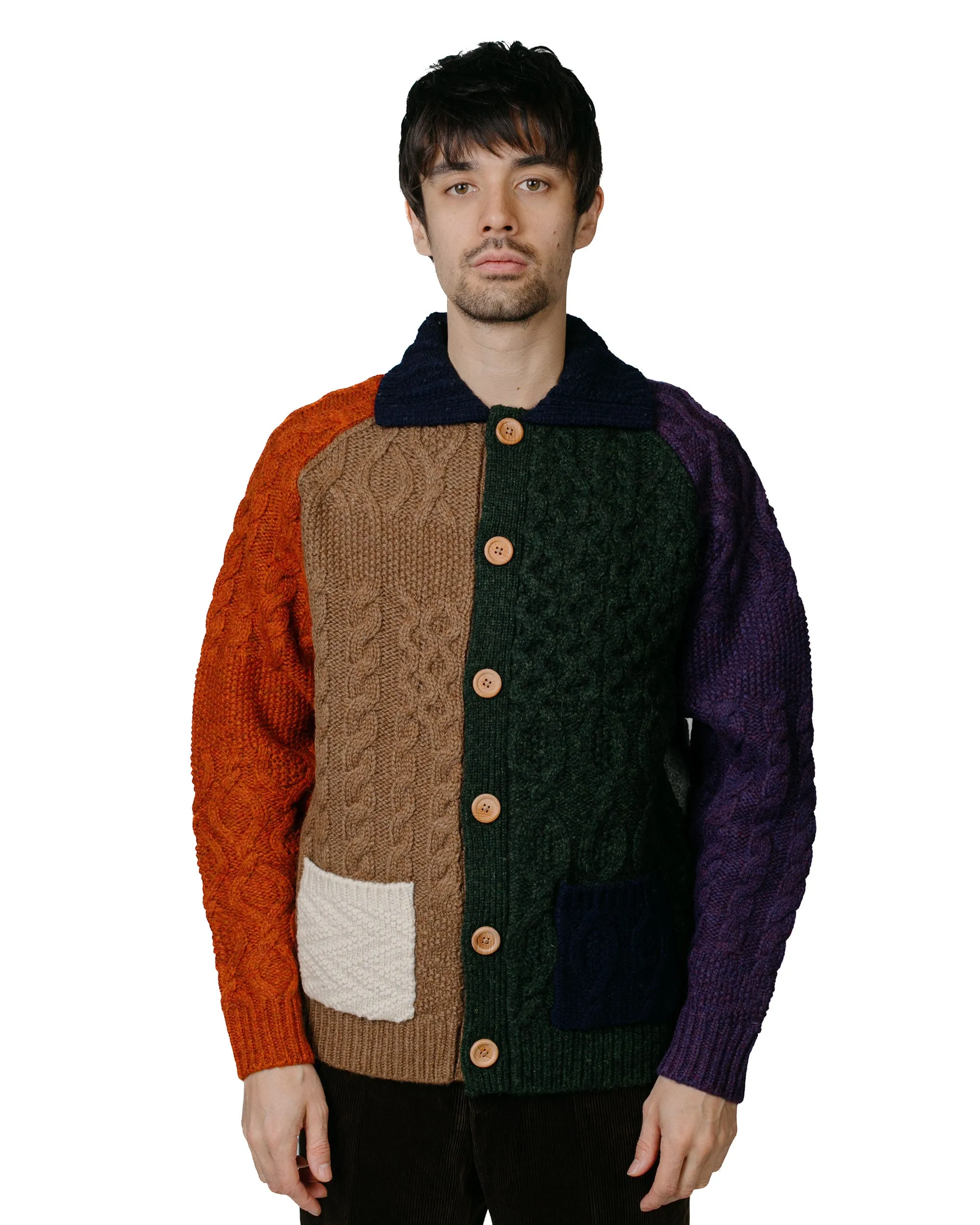 Beams Plus Cardigan Aran Patchwork Multi sold by Lost & Found product image thumbnail 2
