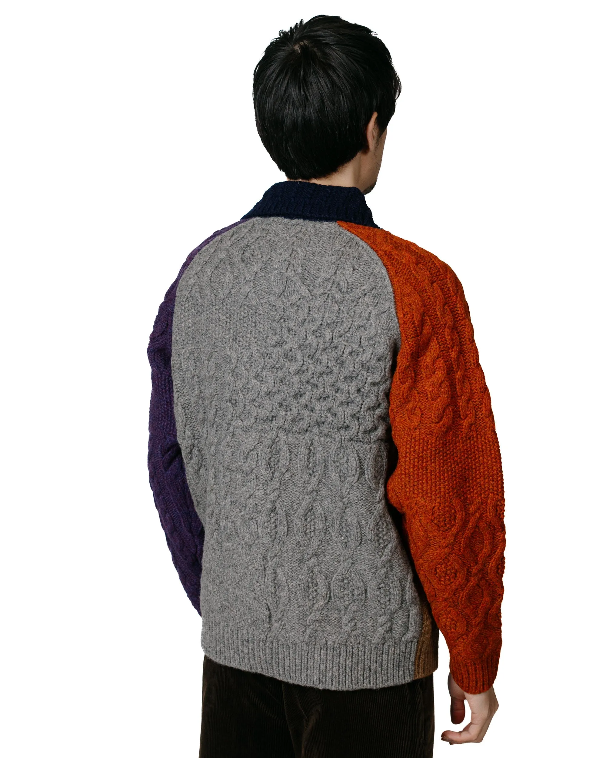 Beams Plus Cardigan Aran Patchwork Multi sold by Lost & Found product image thumbnail 3