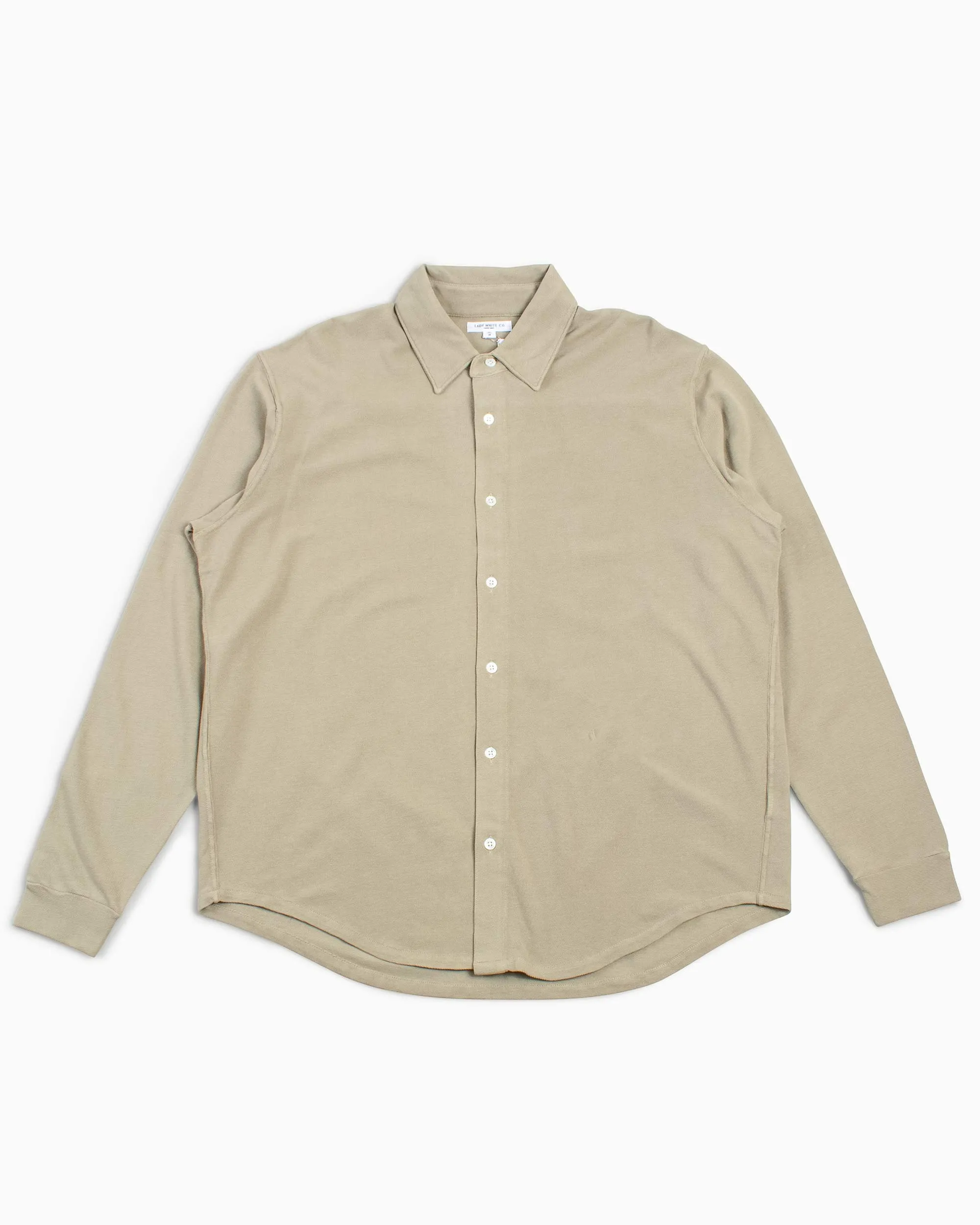 Lady White Co. L/S Pique Button Down Taupe Fog sold by Lost & Found