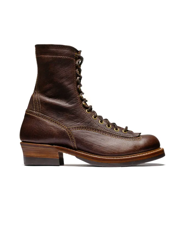 John Lofgren Bootmaker Donkey Puncher Boots 8" Ezo Shika Deerskin Burnt Dark Brown sold by Lost & Found