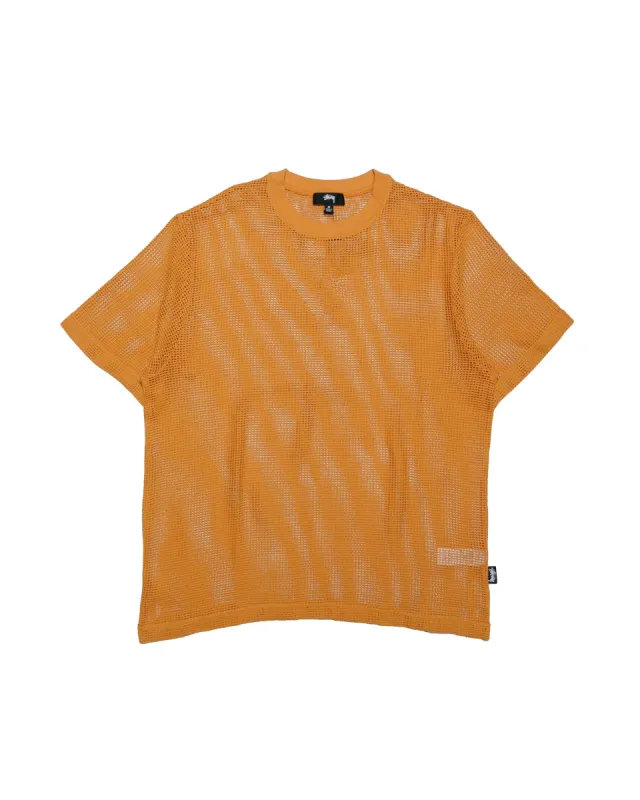 Stüssy Cotton Mesh SS Crew Orange sold by Lost & Found