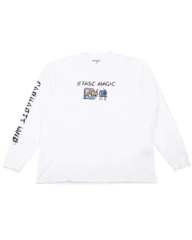 Carhartt W.I.P. Static Magic Long Sleeve T-Shirt White made by Lost & Found