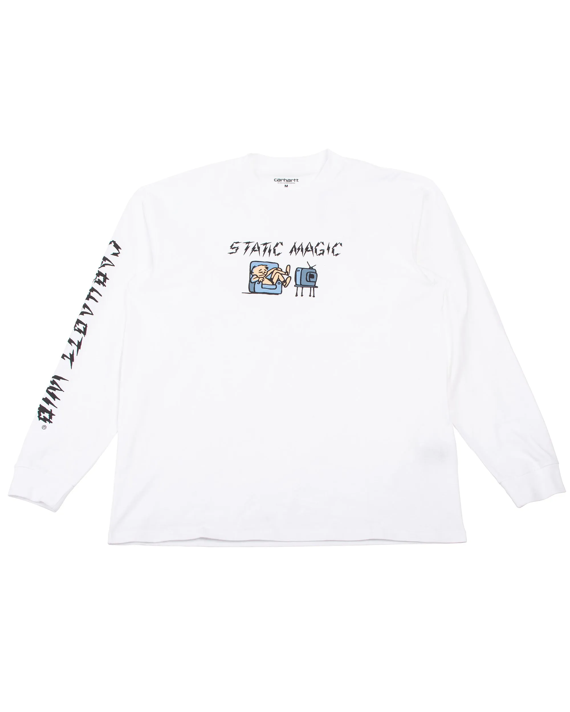 Carhartt W.I.P. Static Magic Long Sleeve T-Shirt White sold by Lost & Found
