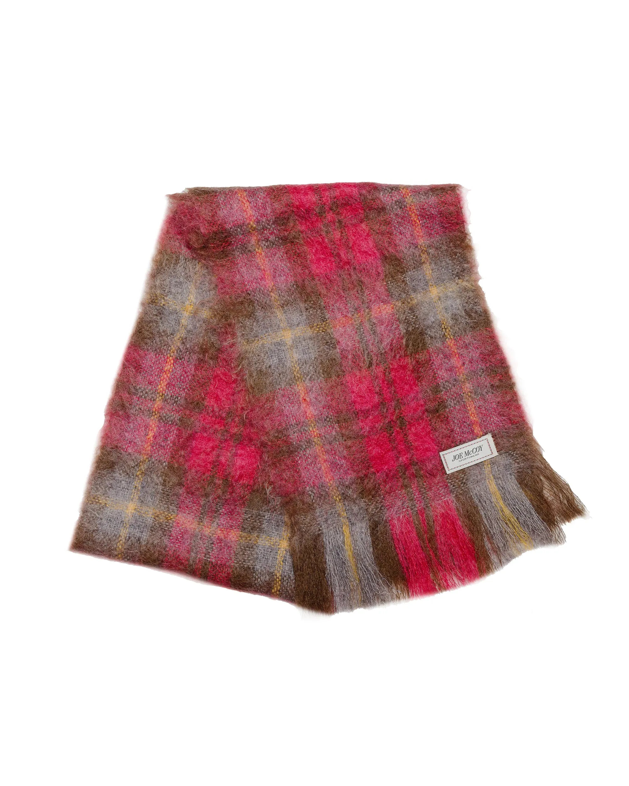 The Real McCoy's MA24107 Plaid Pattern Mohair Scarf Red/Mint sold by Lost & Found