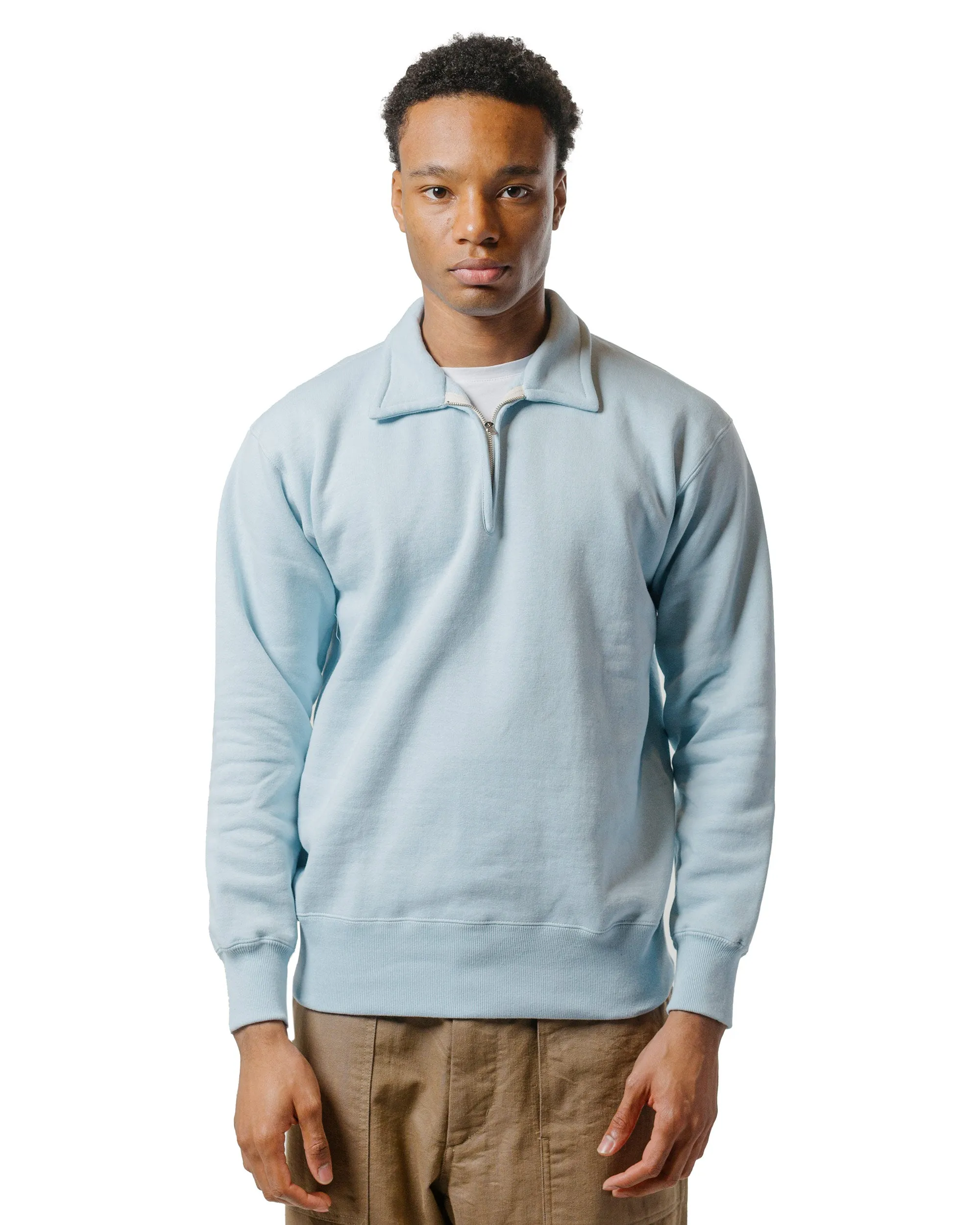 The Real McCoy’s MC24115 10 Oz. Loopwheel 1/4 Zip Sweatshirt Saxe sold by Lost & Found product image thumbnail 2