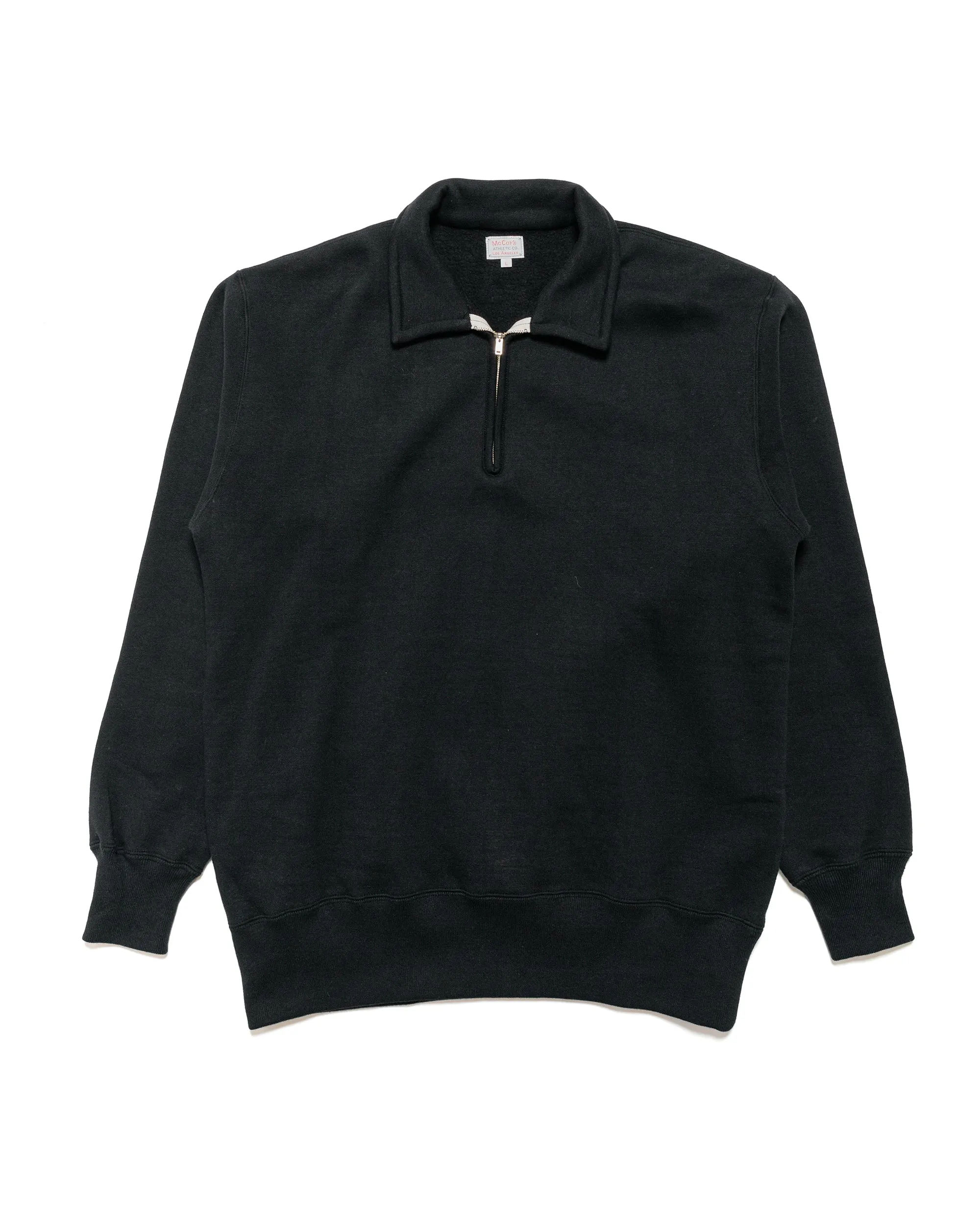 The Real McCoy’s MC24115 10 Oz. Loopwheel 1/4 Zip Sweatshirt Black sold by Lost & Found