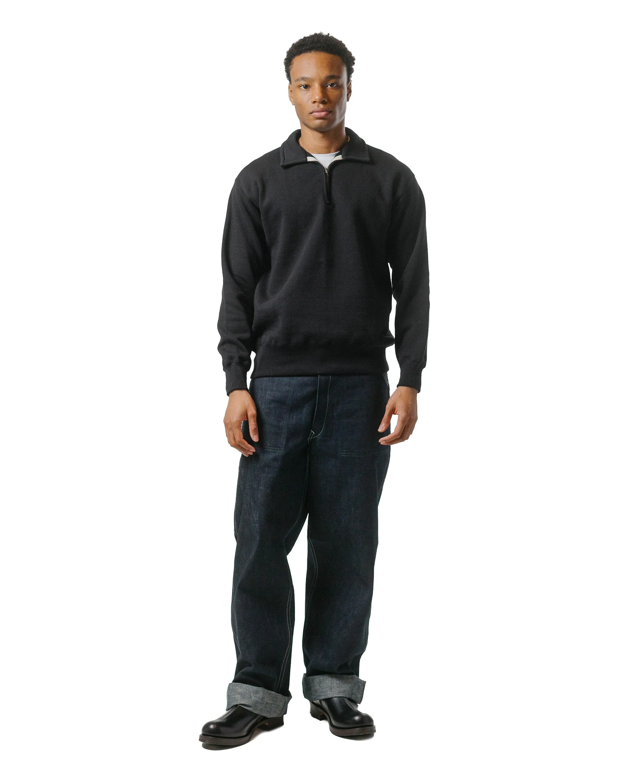 The Real McCoy’s MC24115 10 Oz. Loopwheel 1/4 Zip Sweatshirt Black sold by Lost & Found product image thumbnail 4