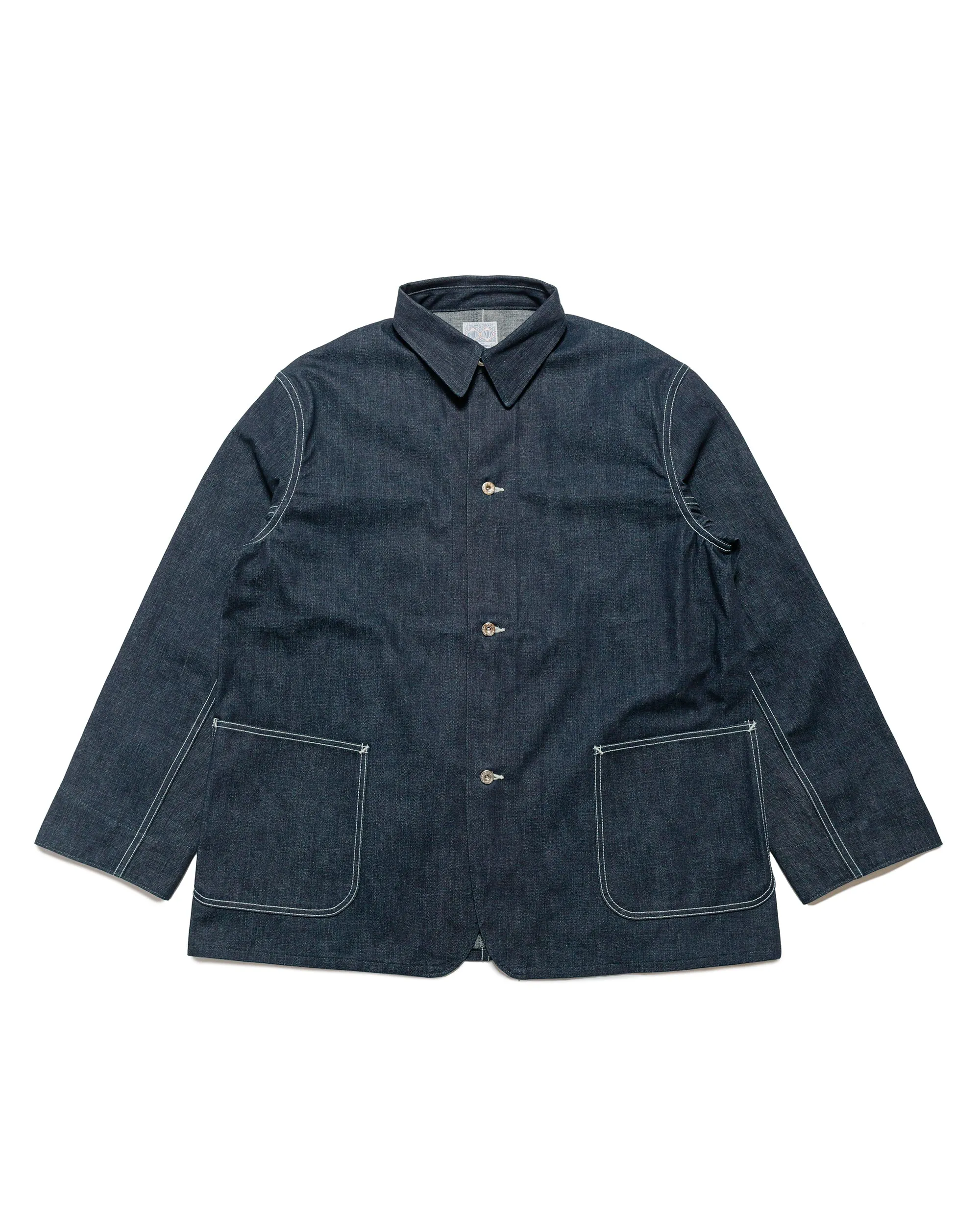 The Real McCoy's MJ24013 WWII Denim Chore Coat Indigo sold by Lost & Found