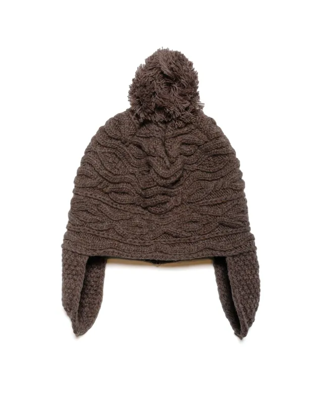 Found Feather Pom Pom Beanie Lambswool Brown sold by Lost & Found