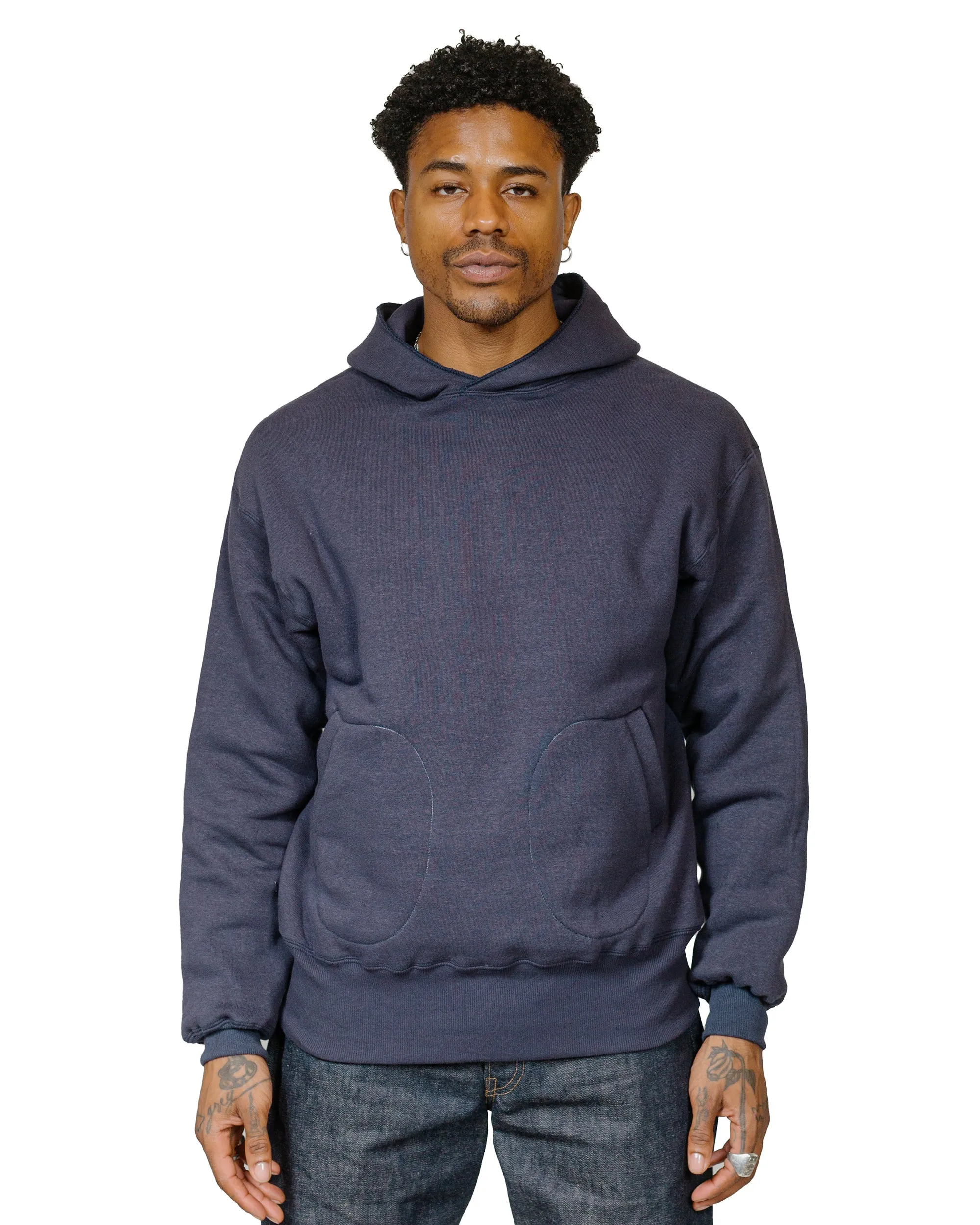 Warehouse Lot. JG-CS12 The Knockout Hoodie Plain Navy sold by Lost & Found product image thumbnail 2