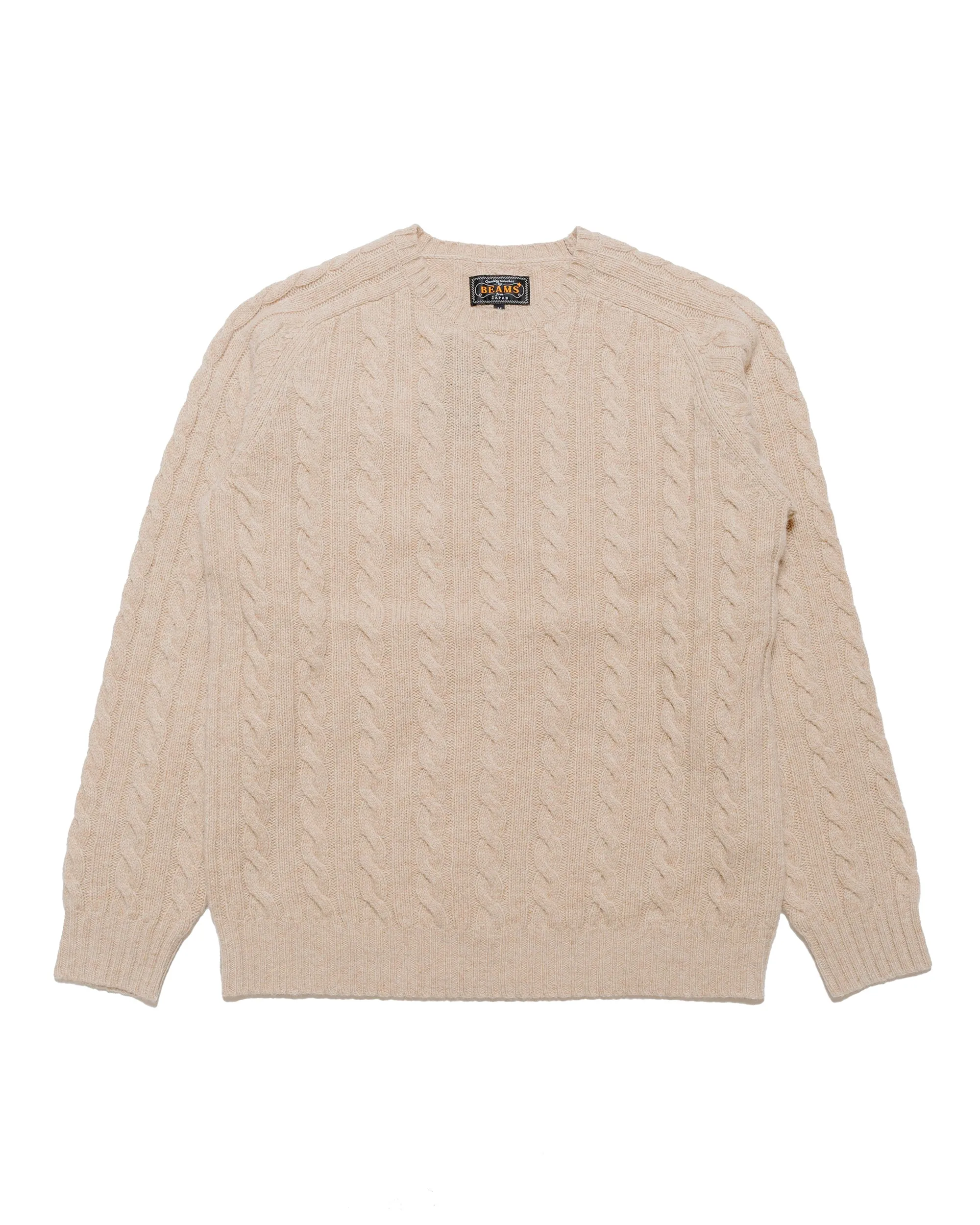 Beams Plus Cable Crew 5G Beige sold by Lost & Found