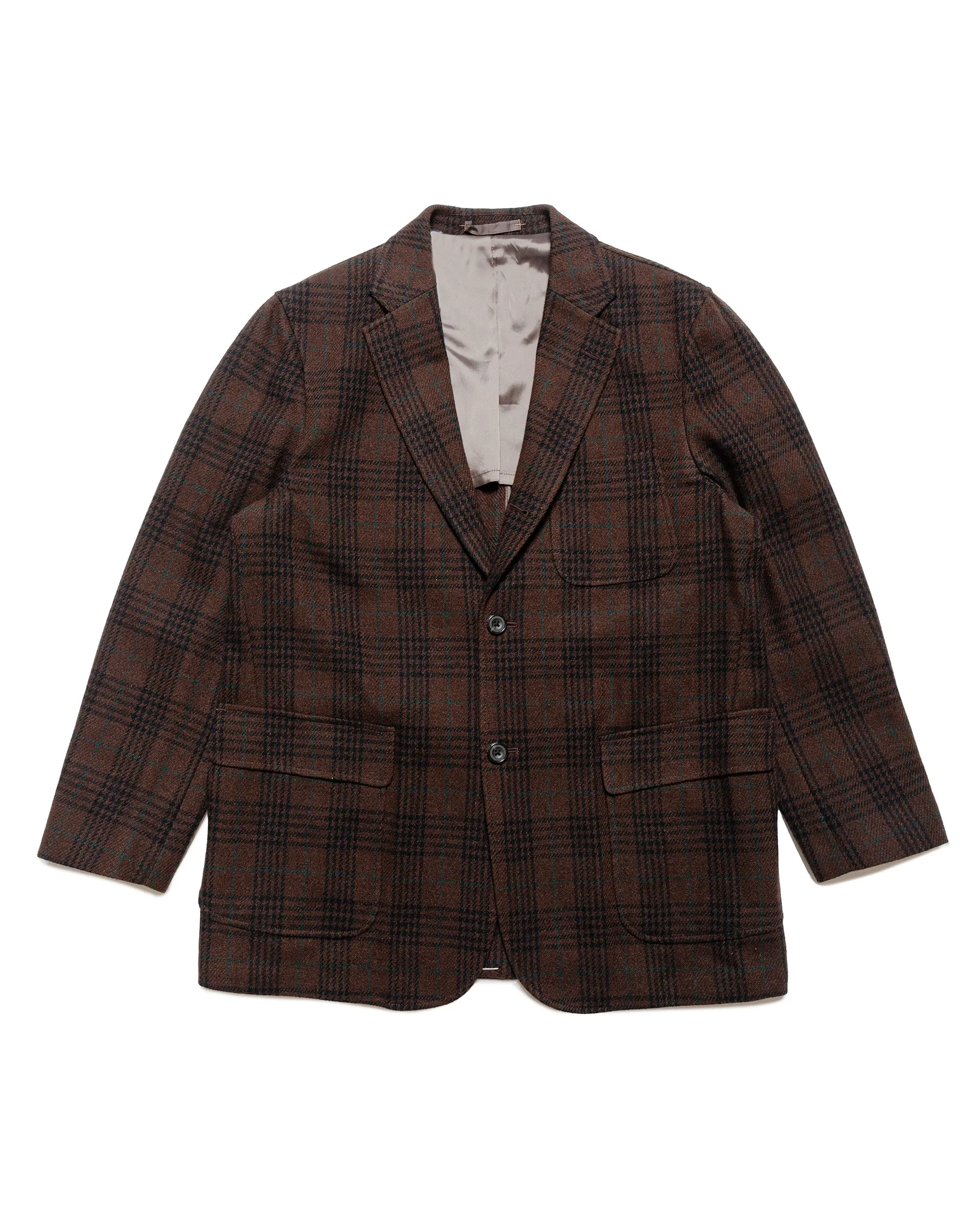 Beams Plus 3B Box-Fit Jacket Wool Plaid Brown sold by Lost & Found