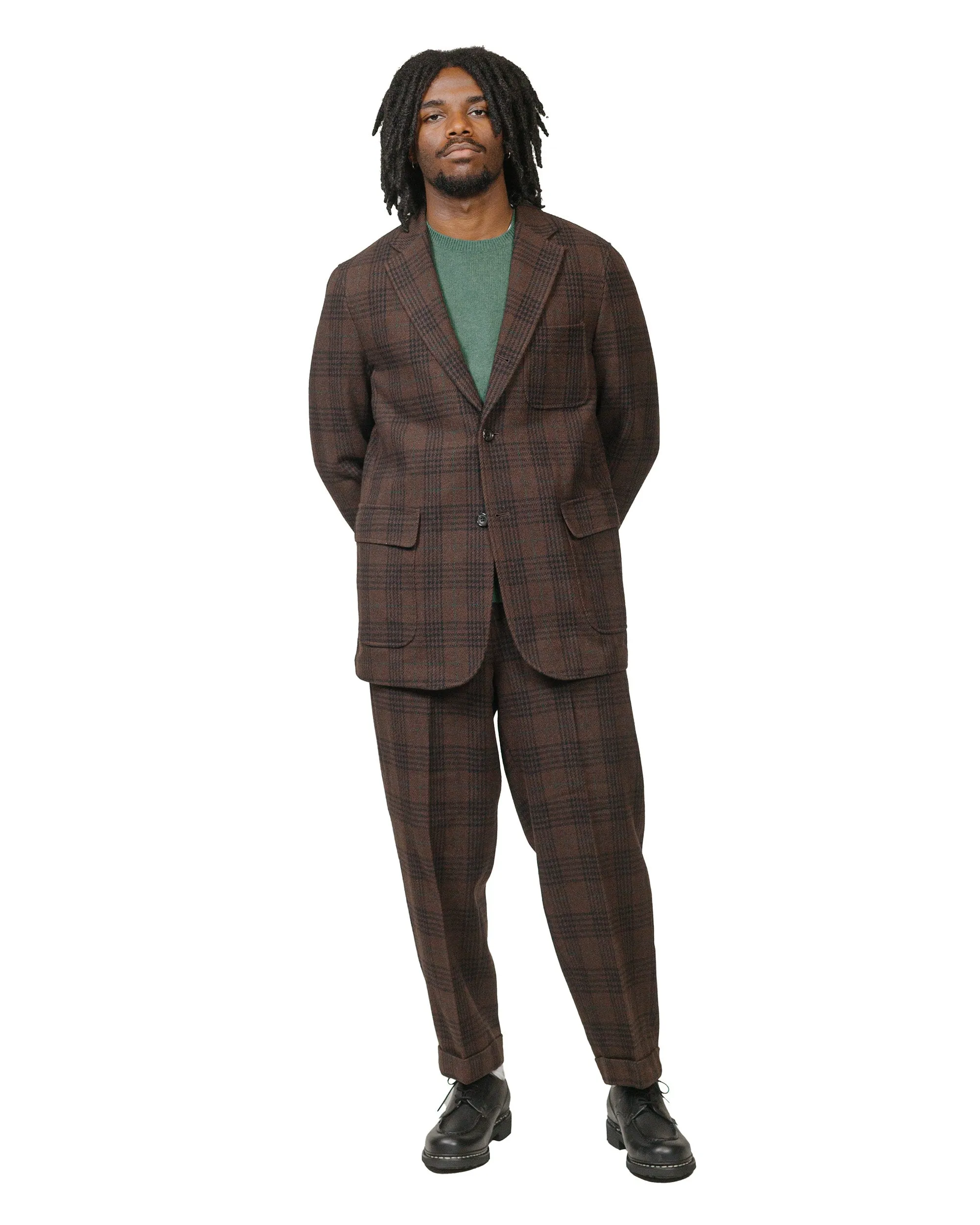 Beams Plus 3B Box-Fit Jacket Wool Plaid Brown sold by Lost & Found product image thumbnail 4