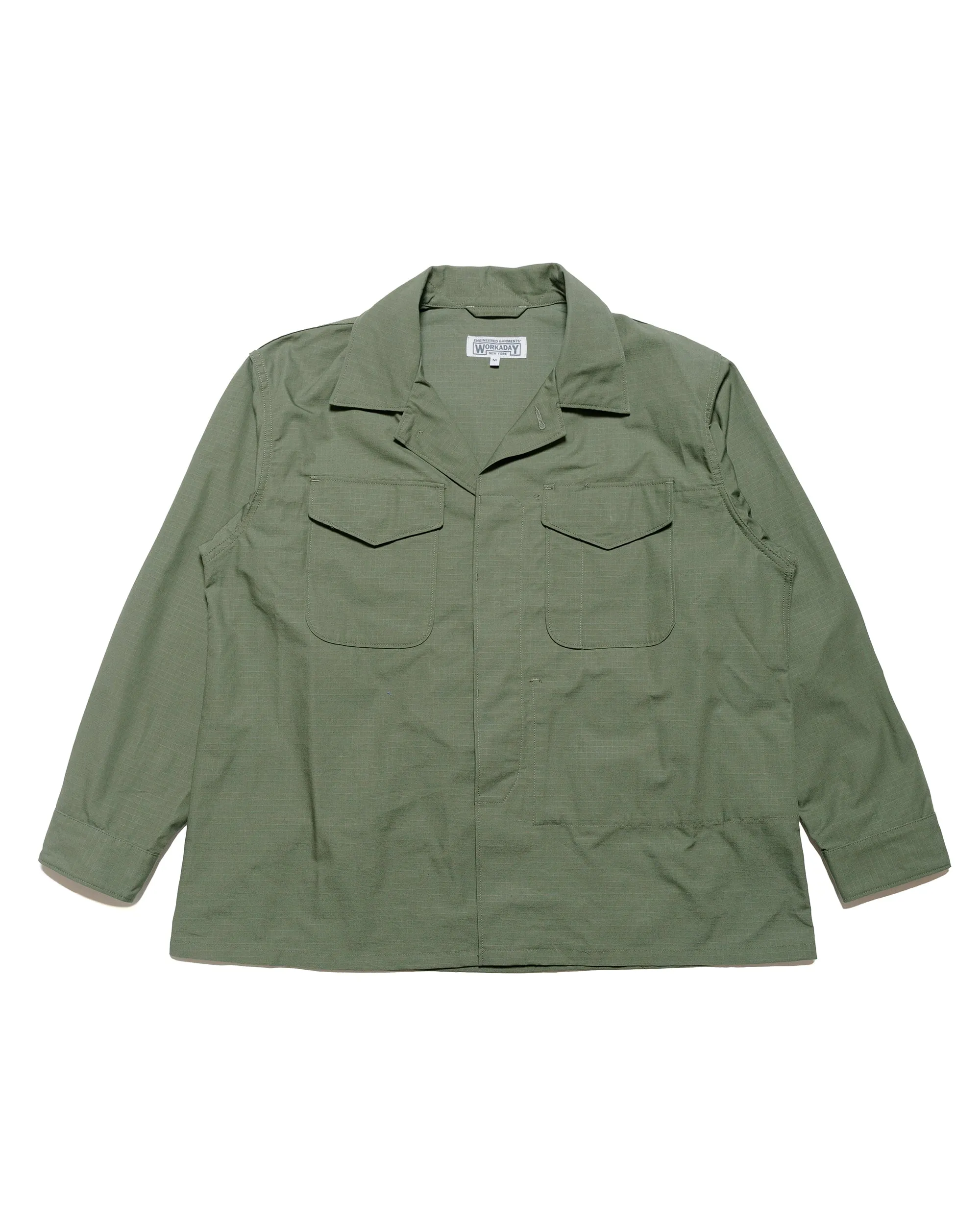 Engineered Garments Workaday MC Shirt Jacket Olive Cotton Ripstop sold by Lost & Found
