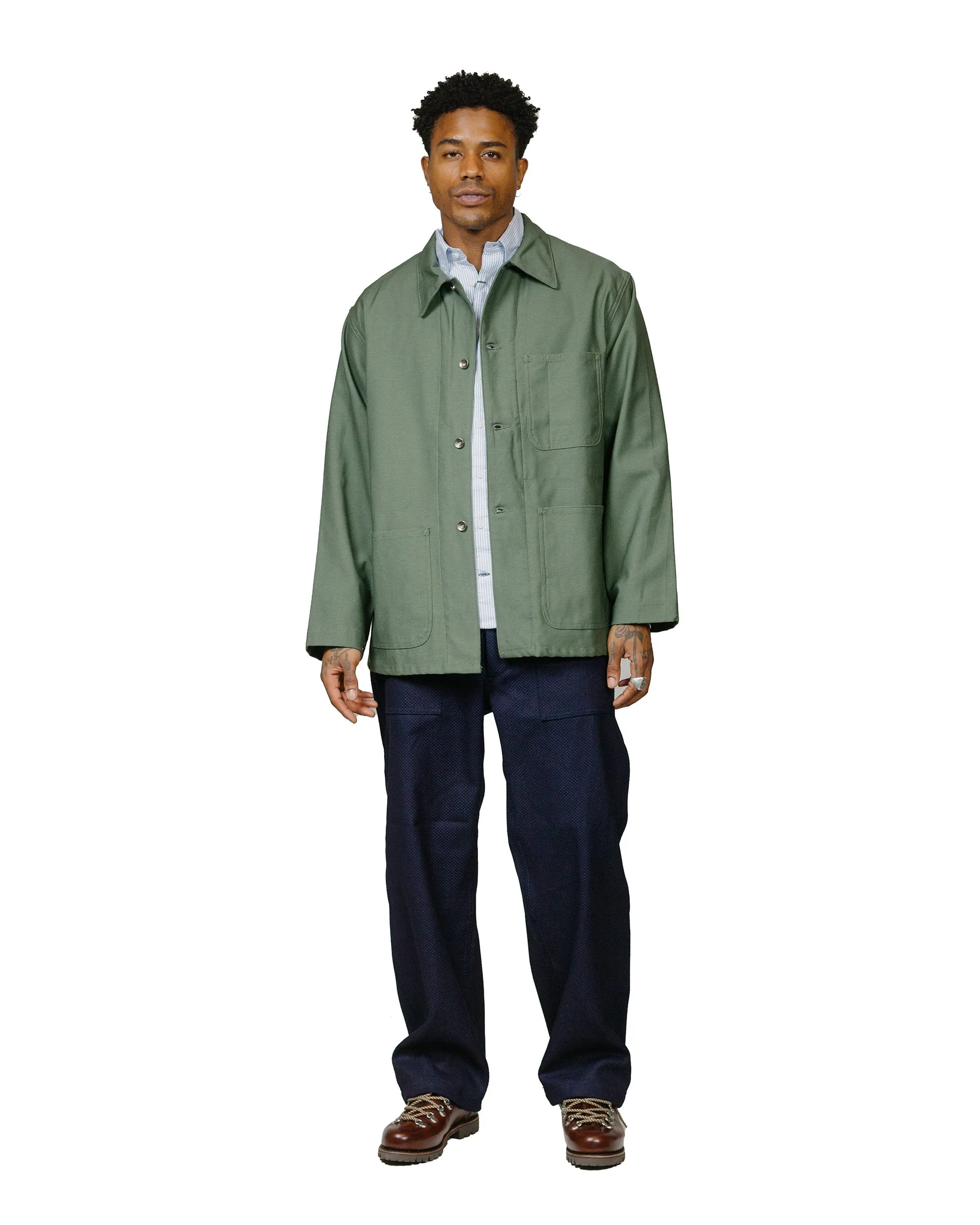 Engineered Garments Workaday Utility Jacket Olive Cotton Reverse Sateen sold by Lost & Found product image thumbnail 4