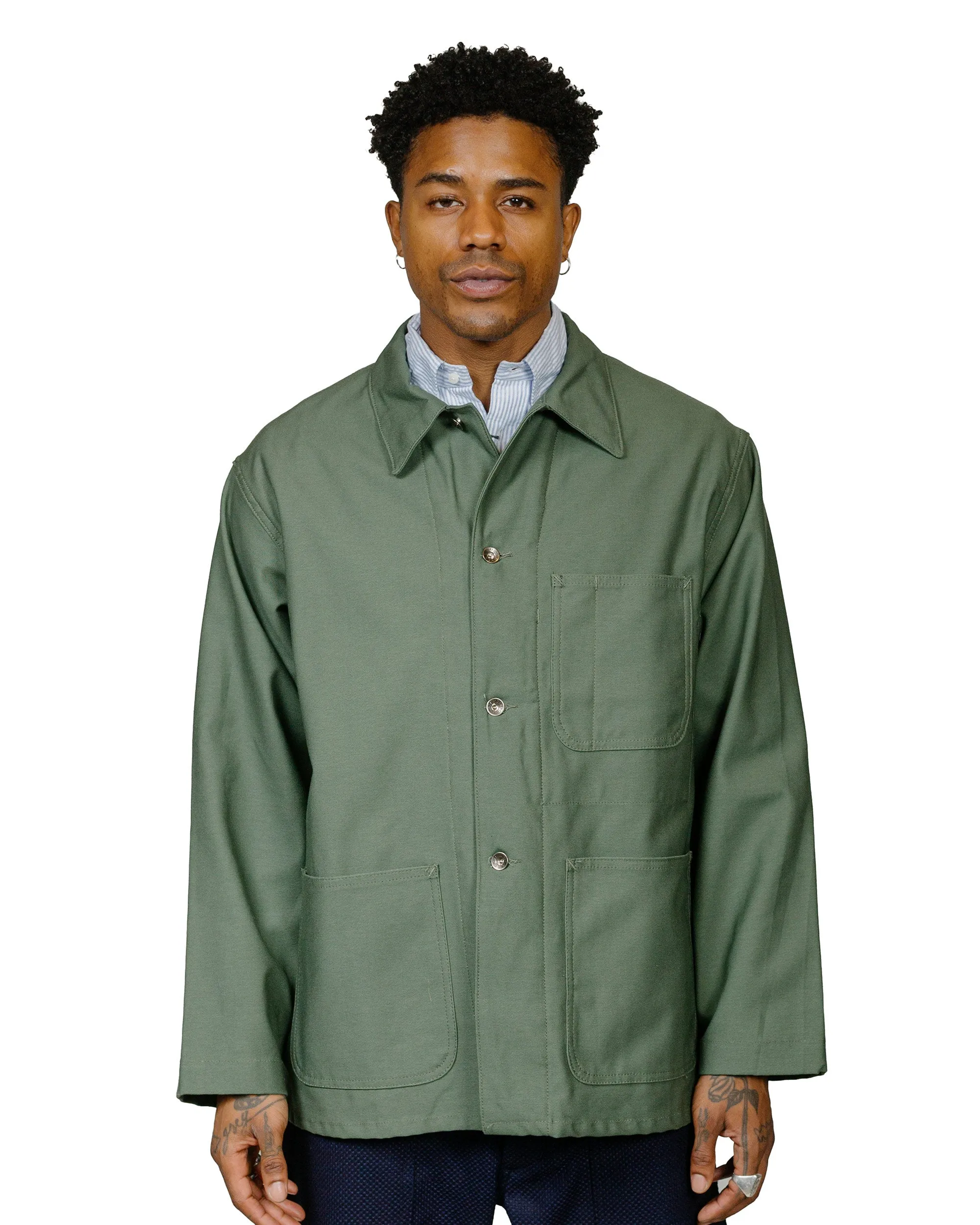 Engineered Garments Workaday Utility Jacket Olive Cotton Reverse Sateen sold by Lost & Found product image thumbnail 2