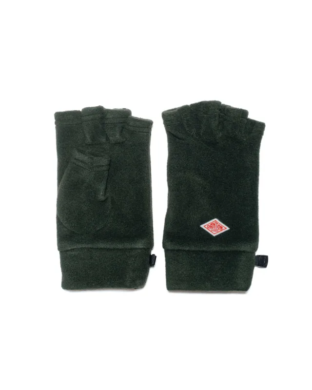 Danton Fleece Fingerless Gloves Dark Green sold by Lost & Found