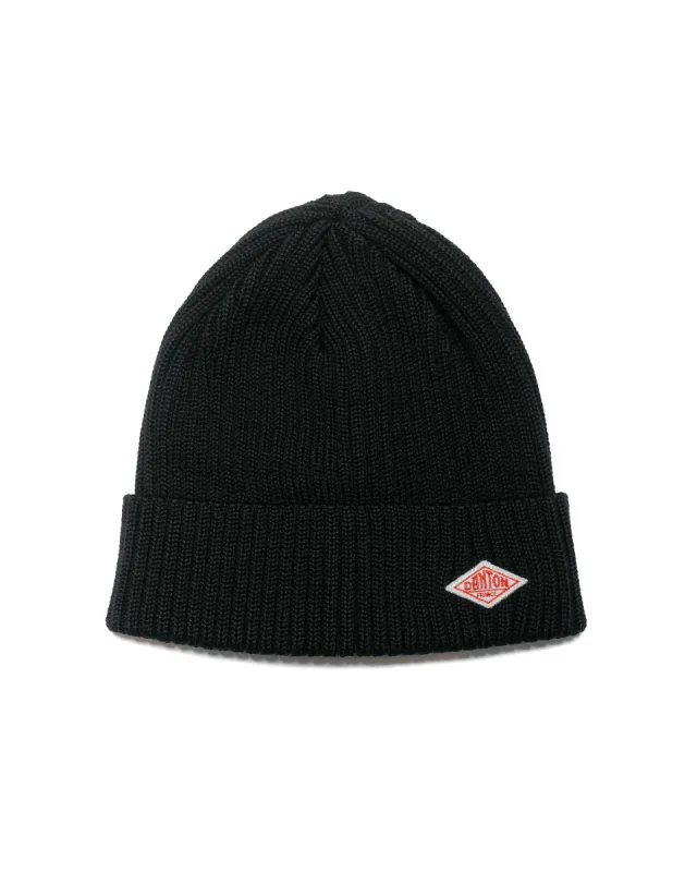 Danton Wool Rib Knit Beanie Black sold by Lost & Found