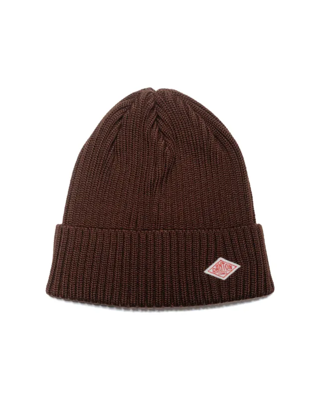 Danton Wool Rib Knit Beanie Brown sold by Lost & Found