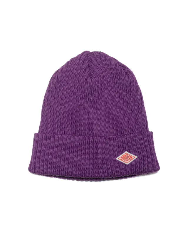 Danton Wool Rib Knit Beanie Purple sold by Lost & Found