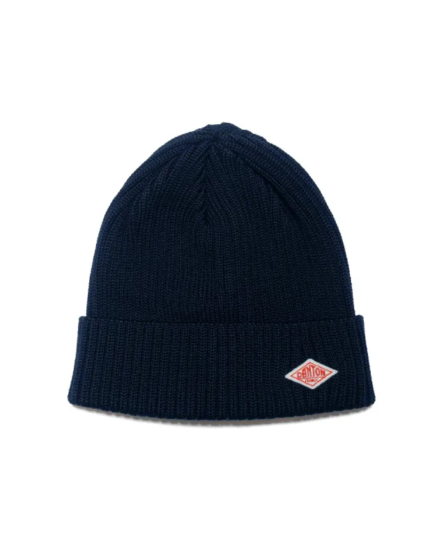 Danton Wool Rib Knit Beanie Navy sold by Lost & Found
