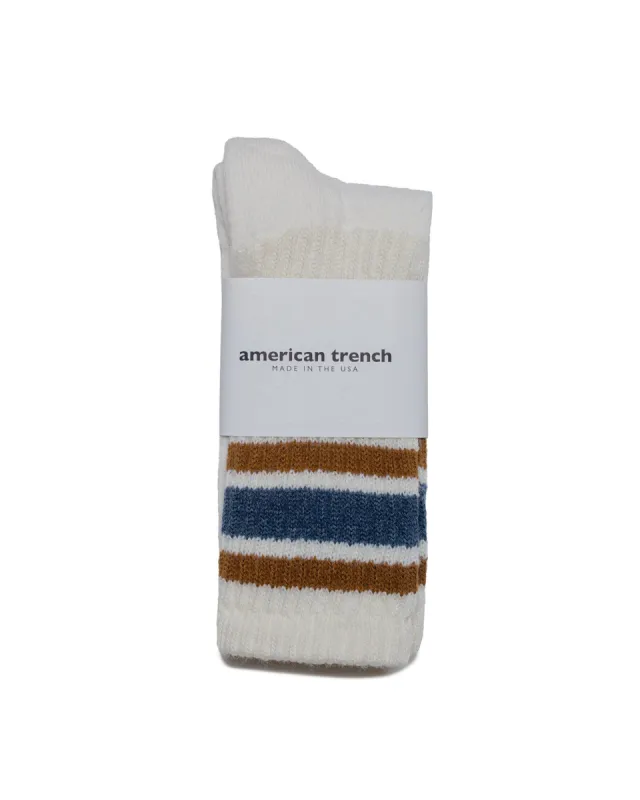 American Trench The Merino Retro Stripe Denim/Brown sold by Lost & Found