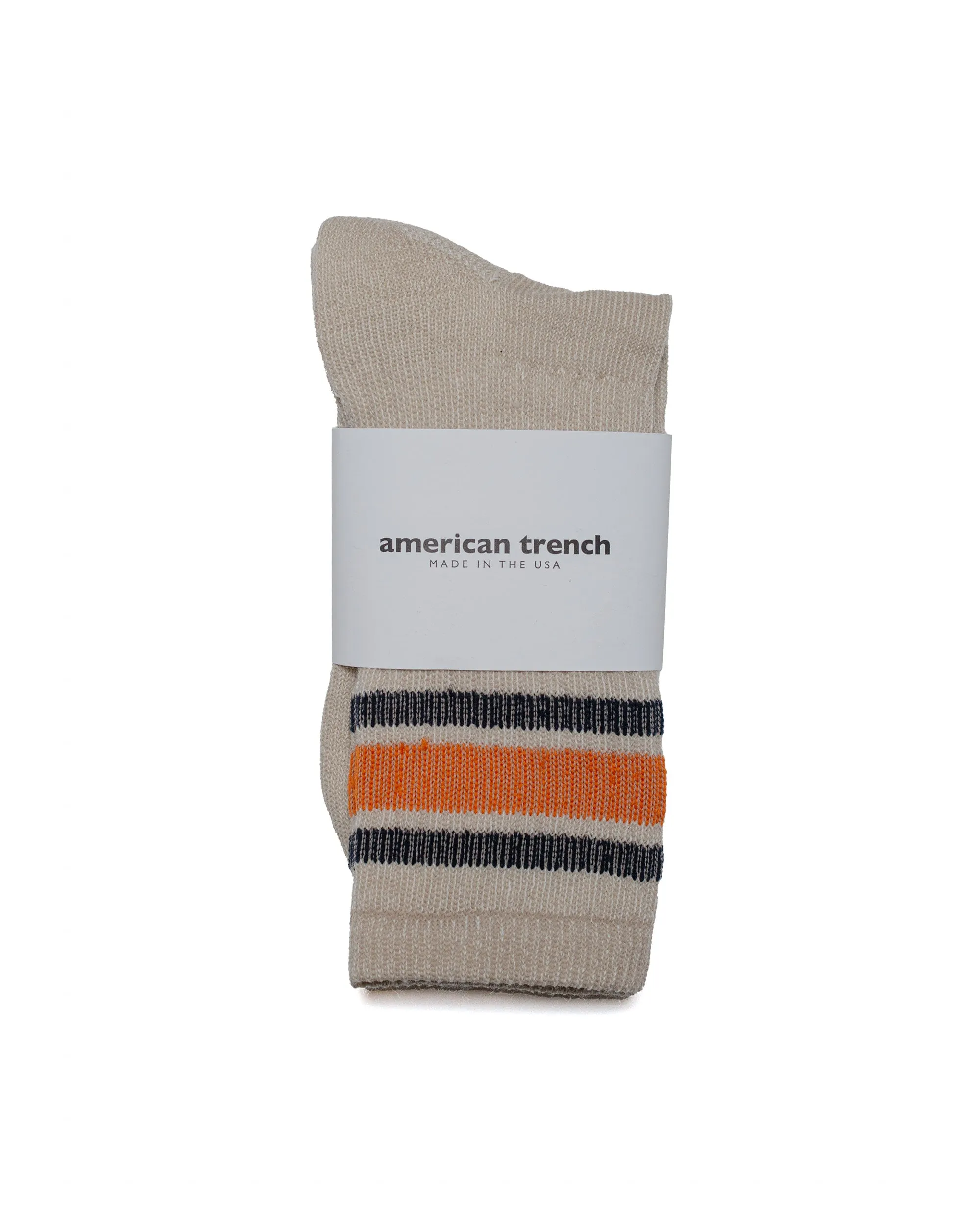 American Trench Merino Activity Socks Tan with Navy/Rust sold by Lost & Found
