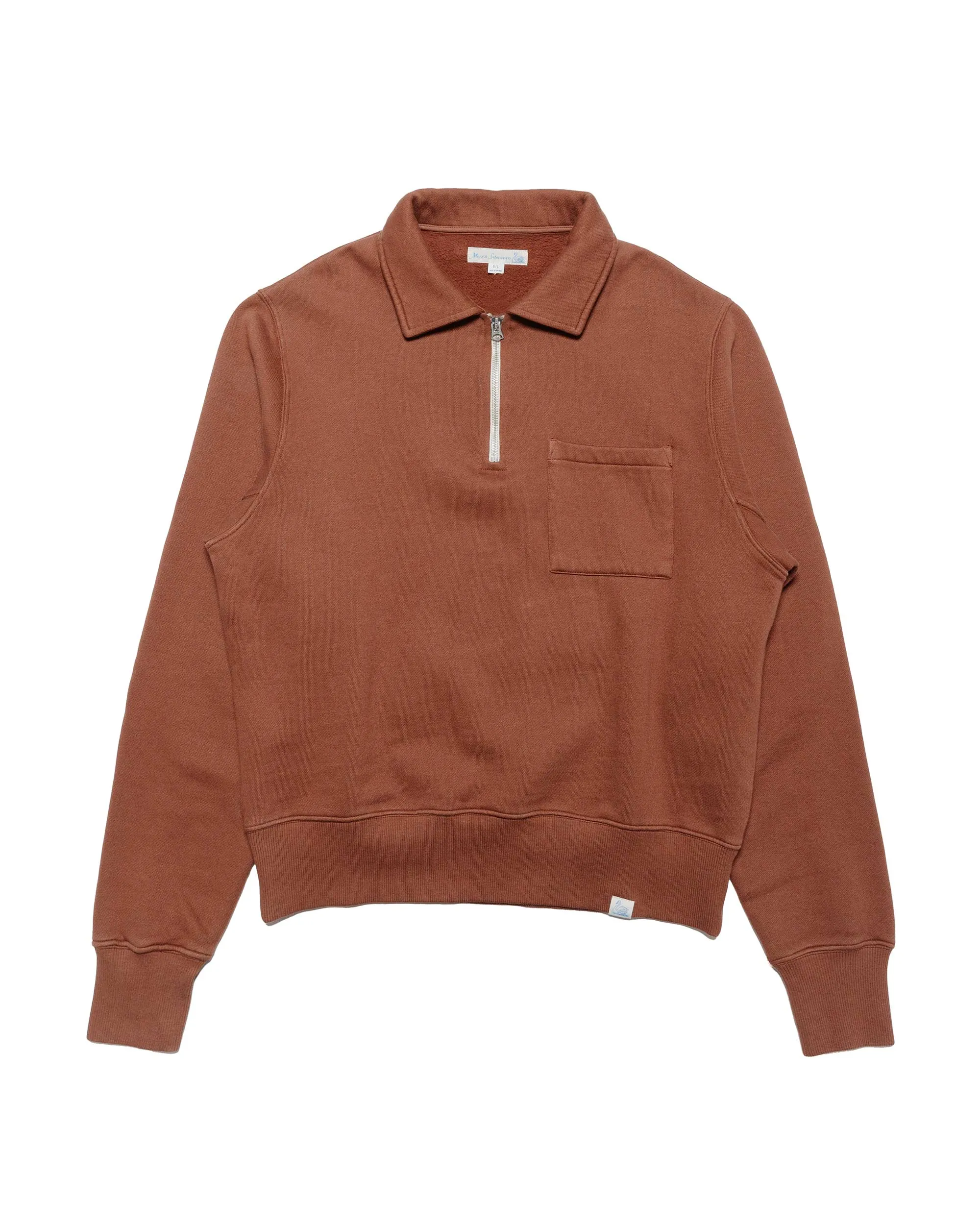 Merz B. Schwanen ZIPC01 Zip Collar Sweatshirt Chestnut sold by Lost & Found