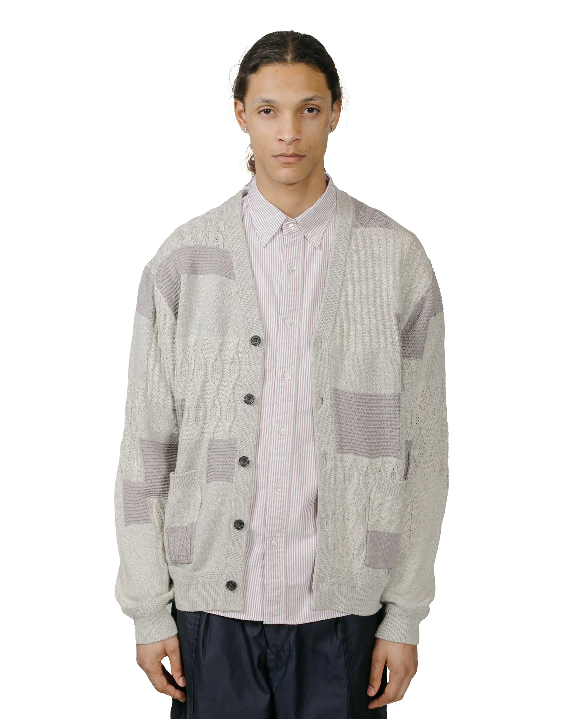 Beams Plus Cardigan Patchwork Like Jacquard Grey sold by Lost & Found product image thumbnail 2