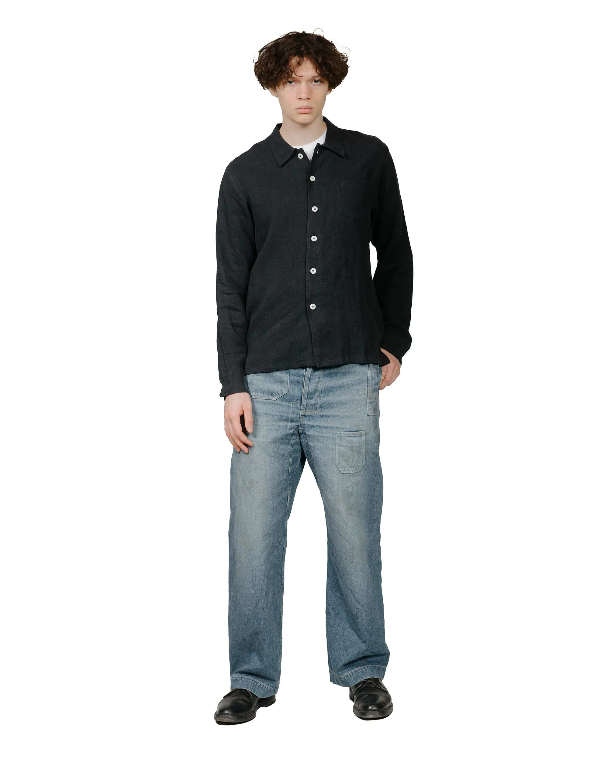 Bather Coal Linen Leisure Shirt sold by Lost & Found product image thumbnail 4