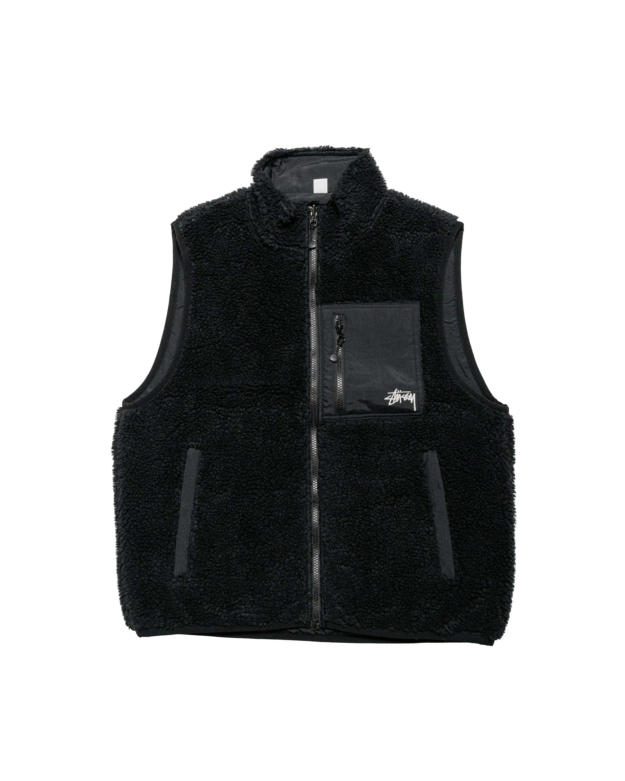 Stüssy Sherpa Reversible Vest Black sold by Lost & Found