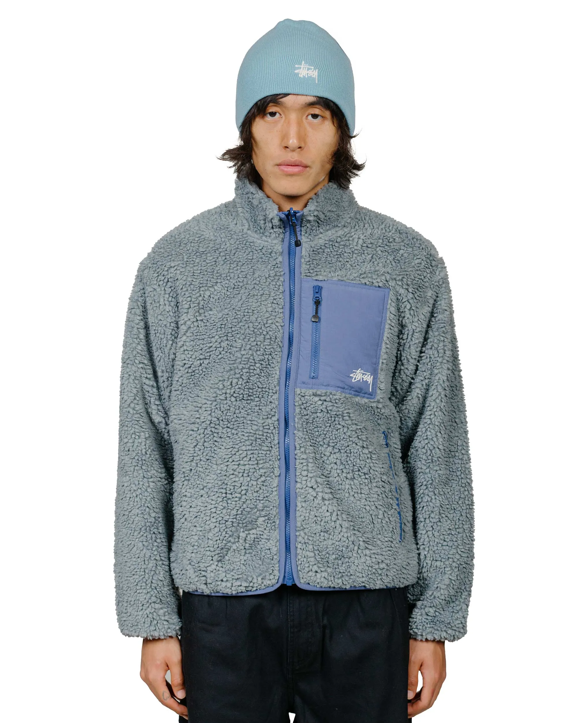 Stüssy Sherpa Reversible Jacket Blue Stone sold by Lost & Found product image thumbnail 3