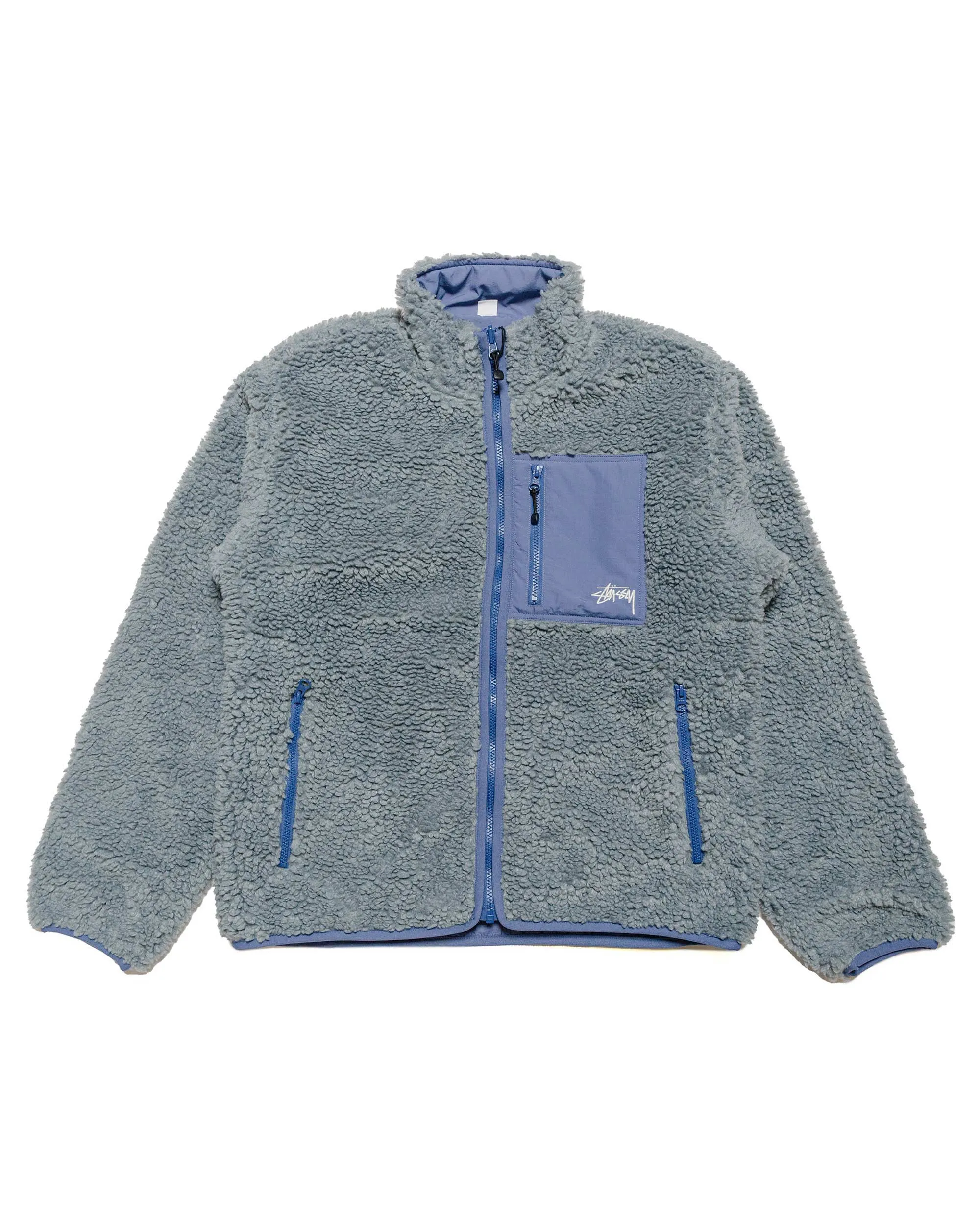 Stüssy Sherpa Reversible Jacket Blue Stone sold by Lost & Found