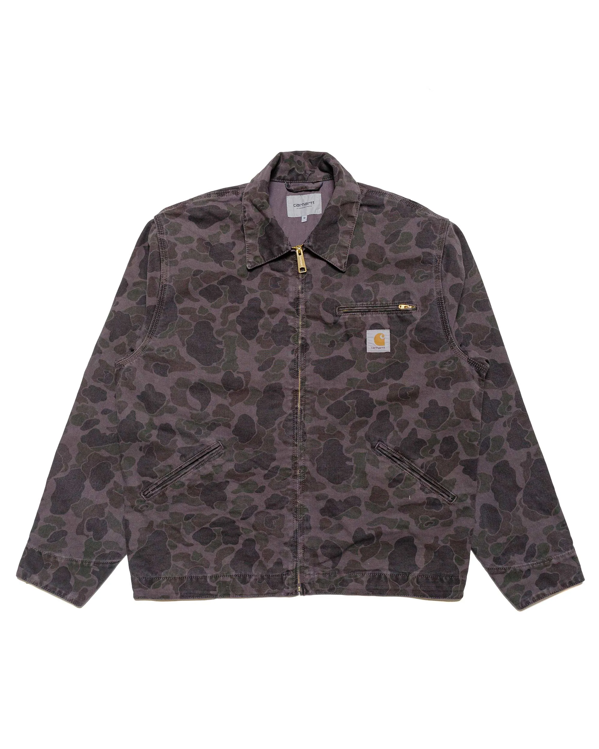 Carhartt W.I.P. Detroit Jacket Duck Camo Green/Graphite Garment Dyed sold by Lost & Found