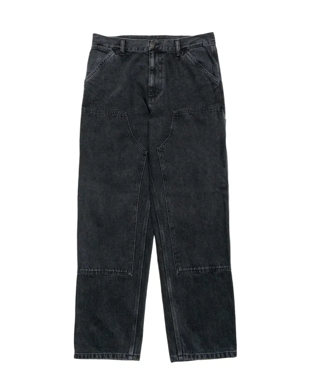Carhartt W.I.P. Double Knee Pant Denim Black Stone Washed sold by Lost & Found