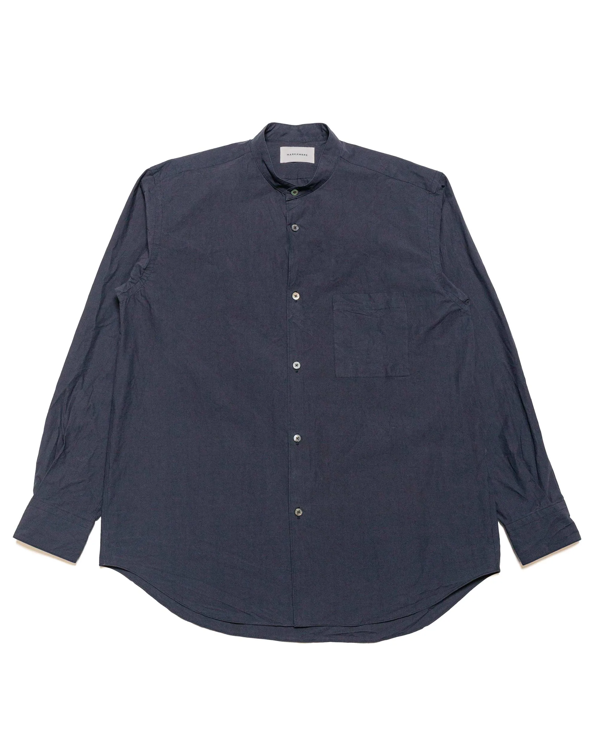 MARKAWARE Regular Fit Mao Collar Shirt Ultimatepima 60/1 Typewriter Charcoal sold by Lost & Found