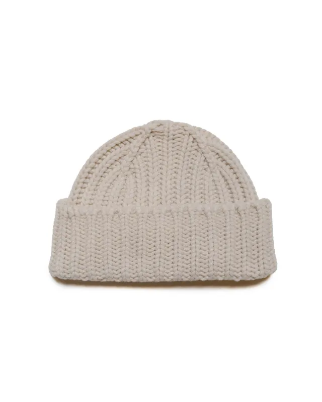 Margaret Howell Chunky Rib Beanie Merino Cashmere Cream sold by Lost & Found