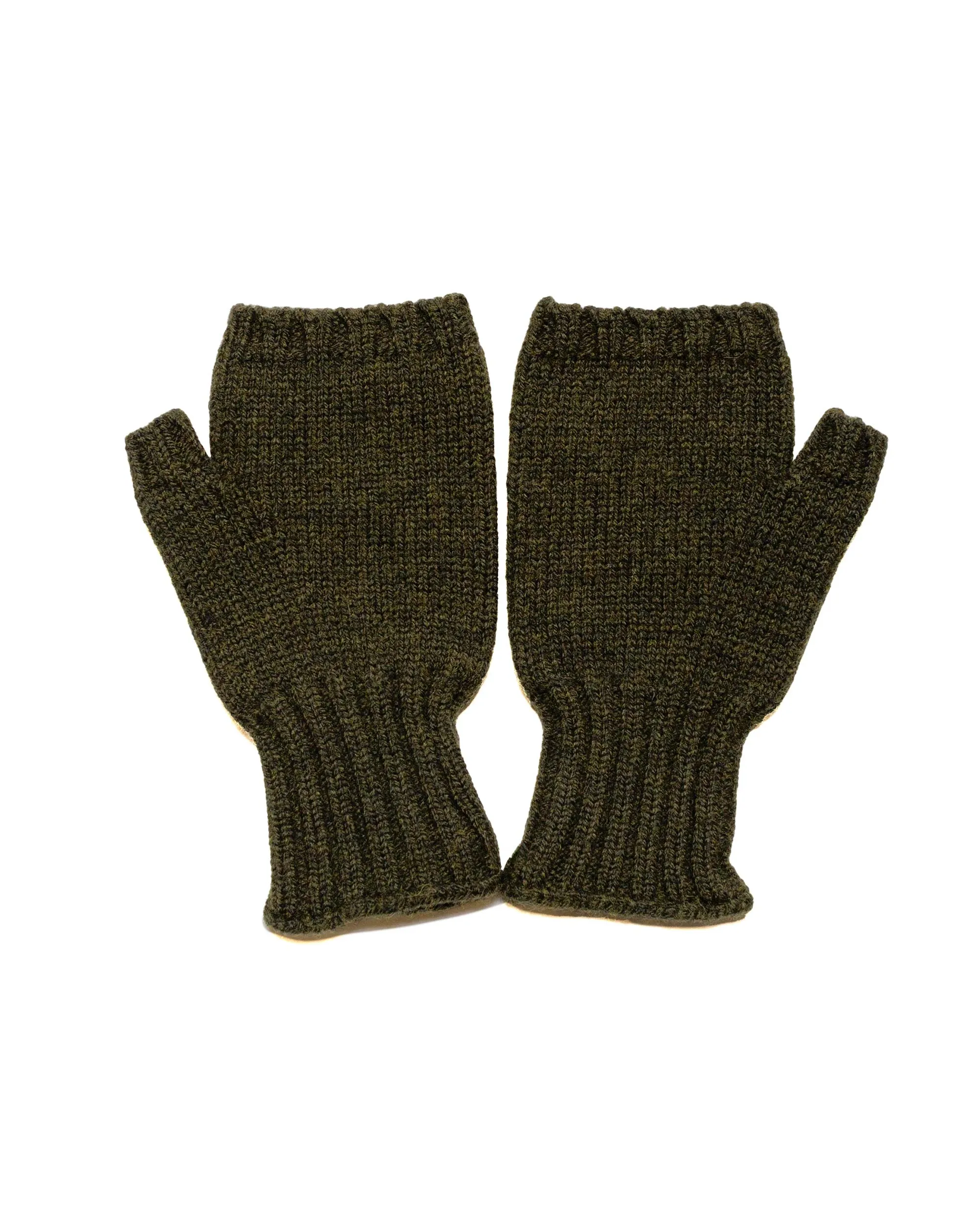MHL Chunky Fingerless Glove British Merino Khaki sold by Lost & Found