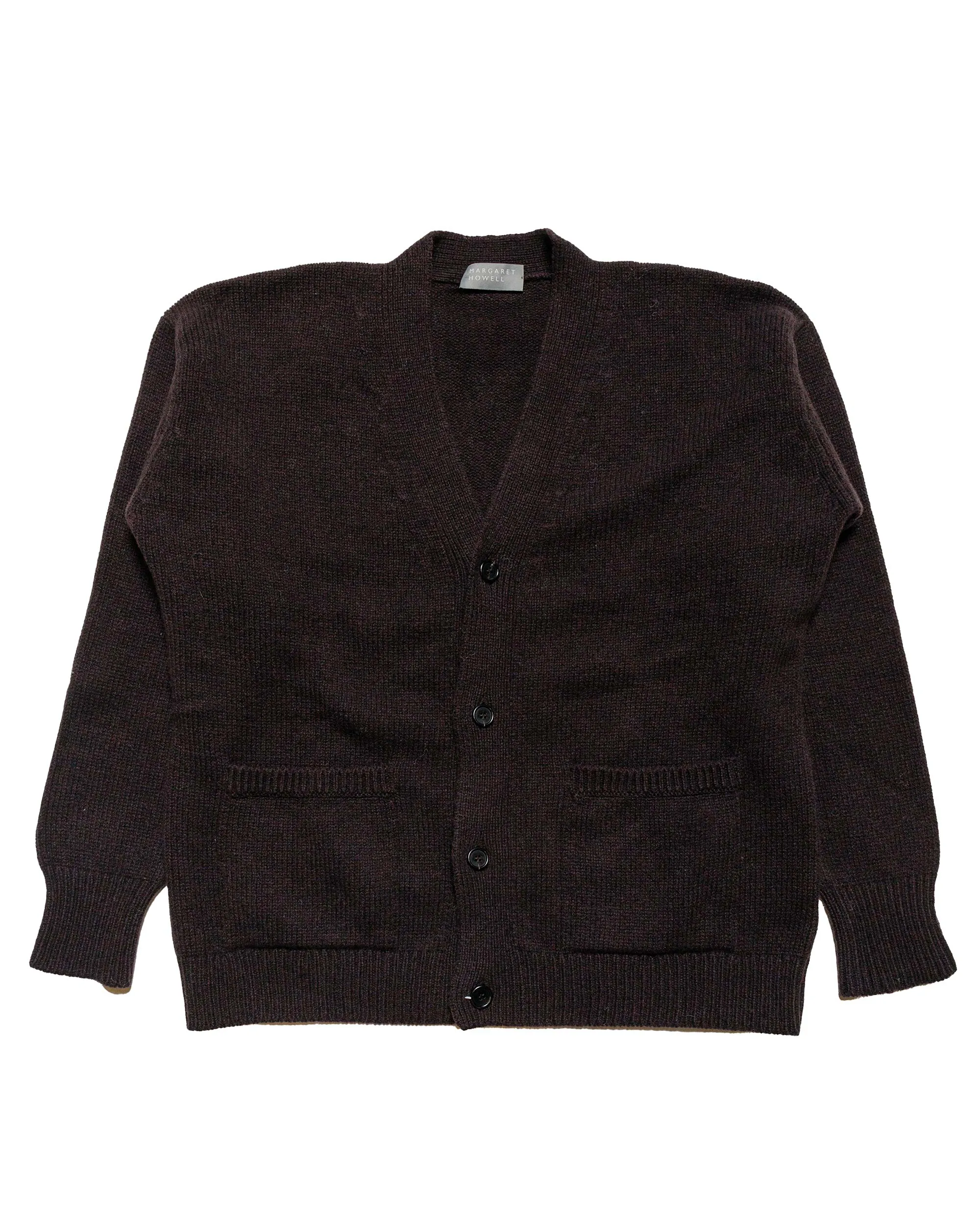 Margaret Howell Boxy Cardigan Geelong Ebony sold by Lost & Found