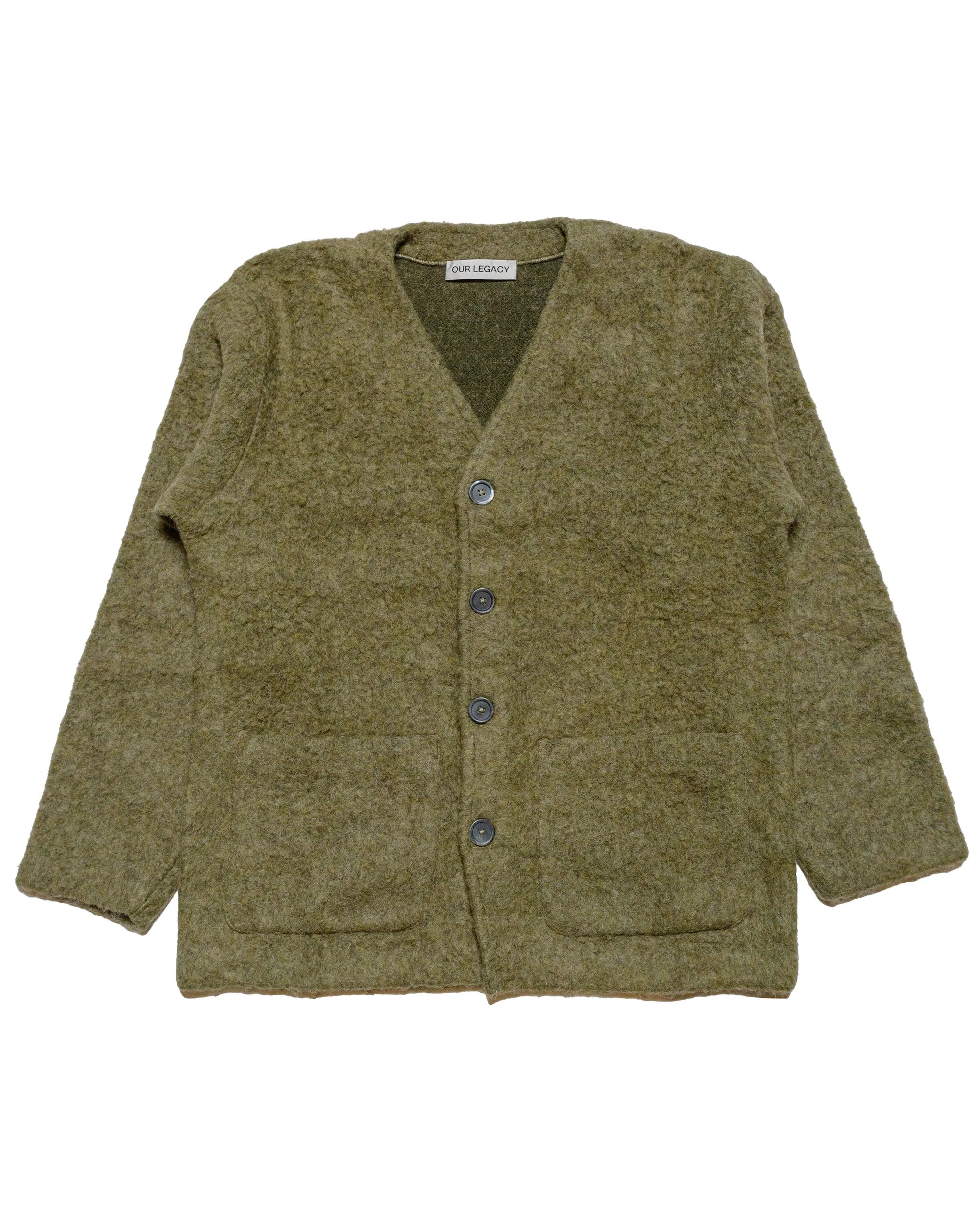Our Legacy Cardigan Fresh Moss Tumble Wool sold by Lost & Found